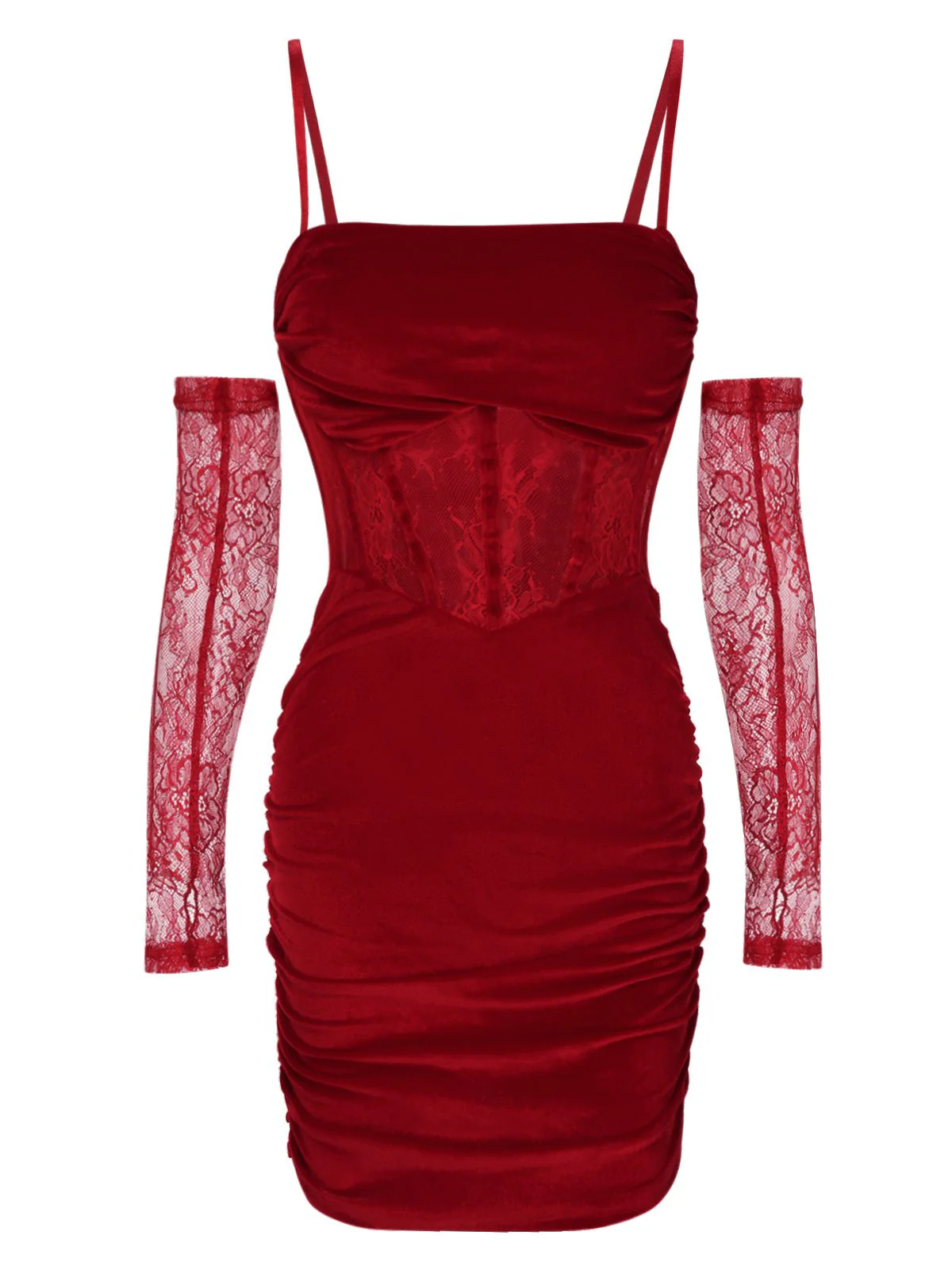 1960s Solid Velvet Sling Dress With Sleeves - Image 2