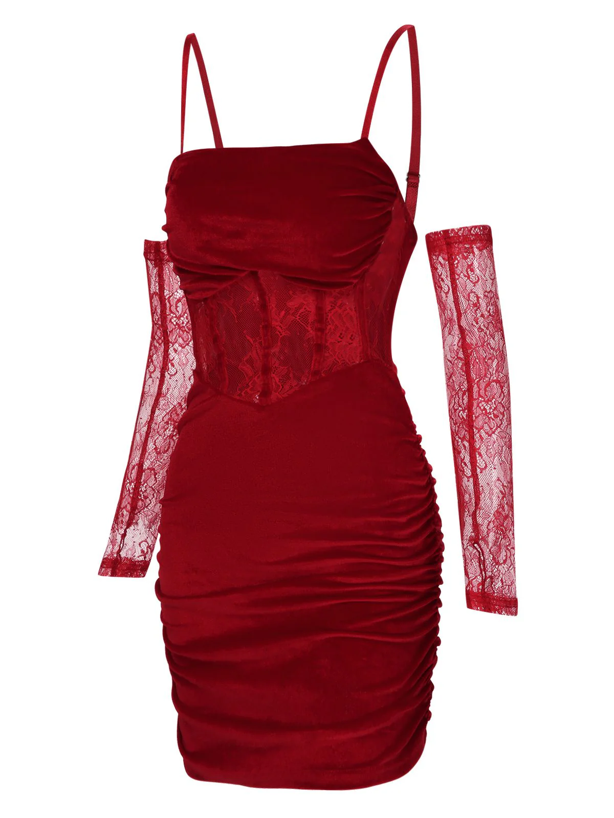 1960s Solid Velvet Sling Dress With Sleeves - Image 3