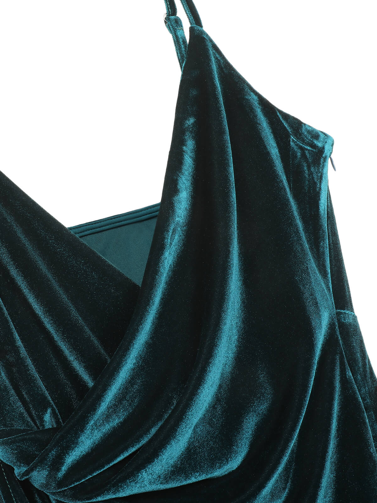1960s Solid Velvet V-Neck Strap Dress - Image 5