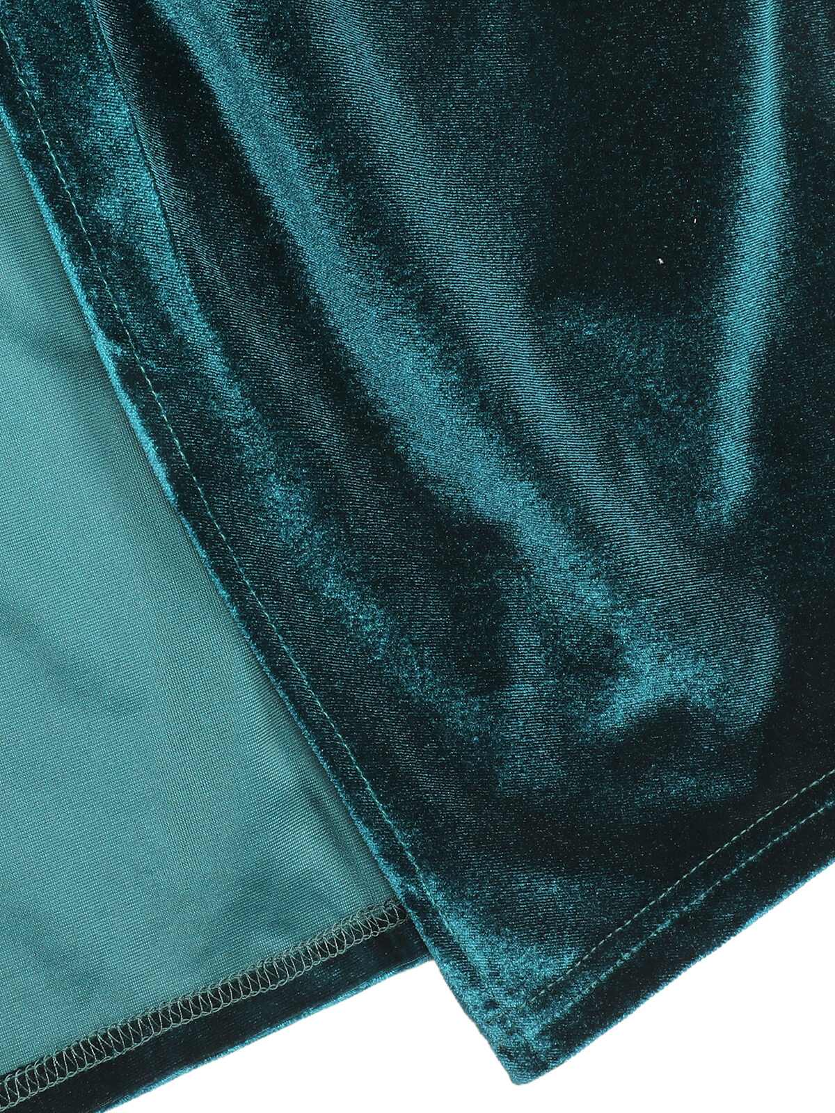 1960s Solid Velvet V-Neck Strap Dress - Image 6