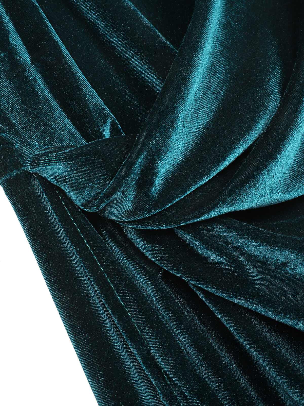 1960s Solid Velvet V-Neck Strap Dress - Image 7