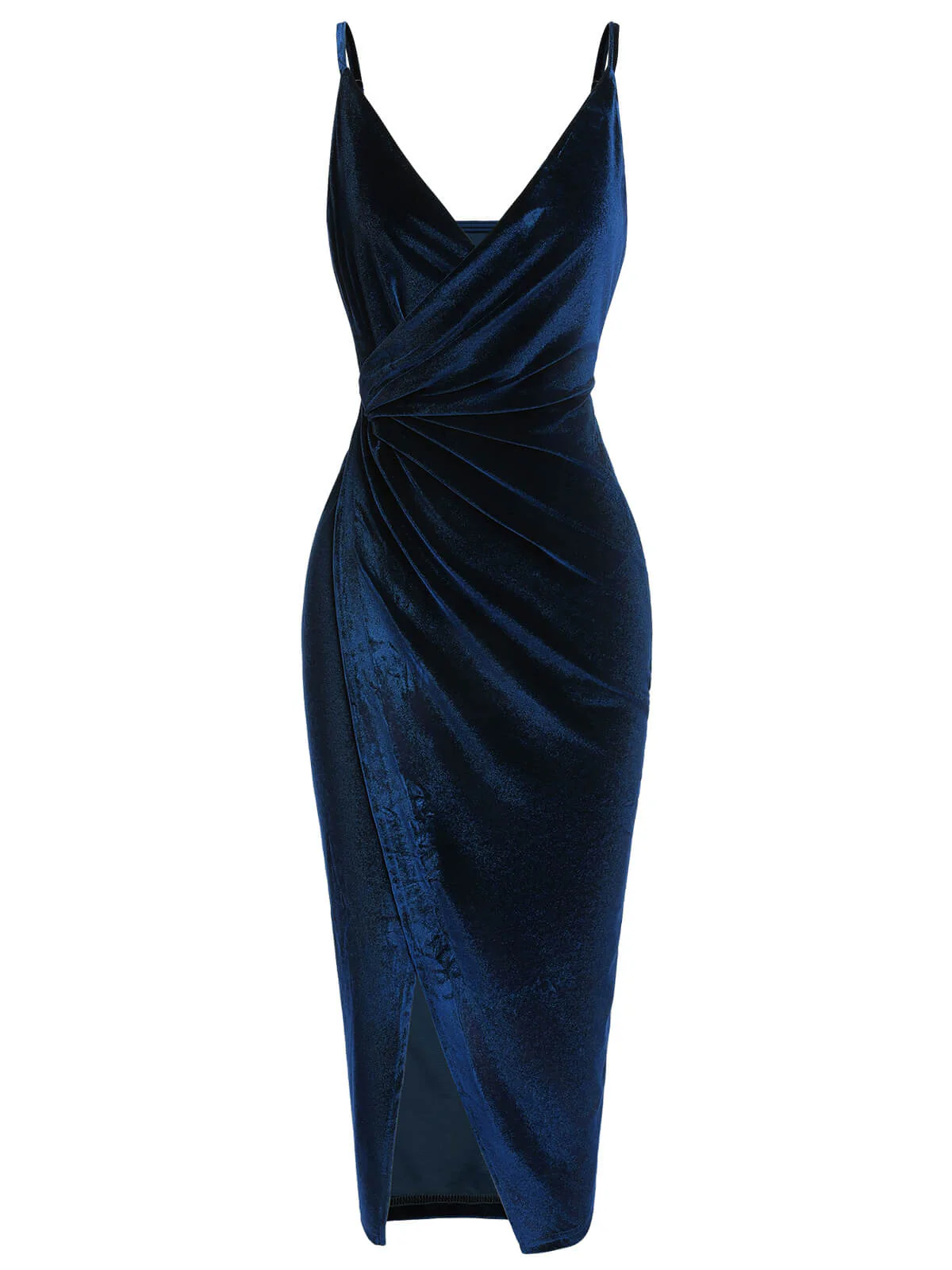 1960s Solid Velvet V-Neck Strap Dress - Image 8