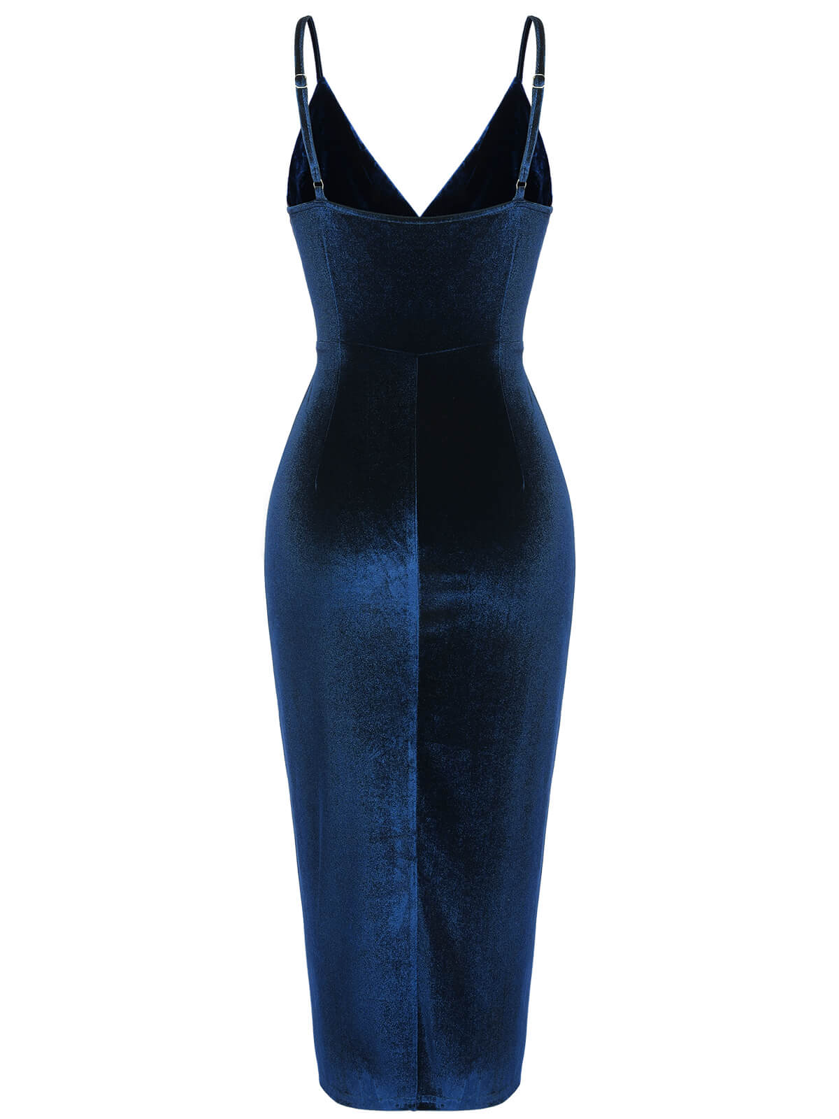 1960s Solid Velvet V-Neck Strap Dress - Image 9