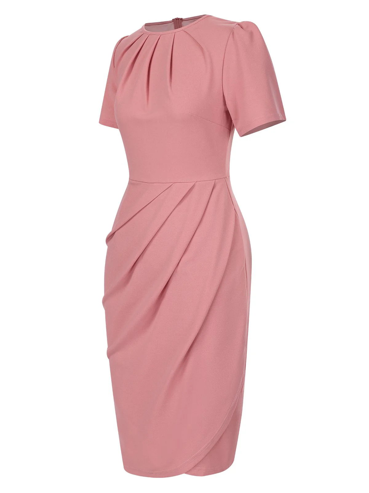 1960s Solid Wrinkle Puff Tulip Hem Dress - Image 10