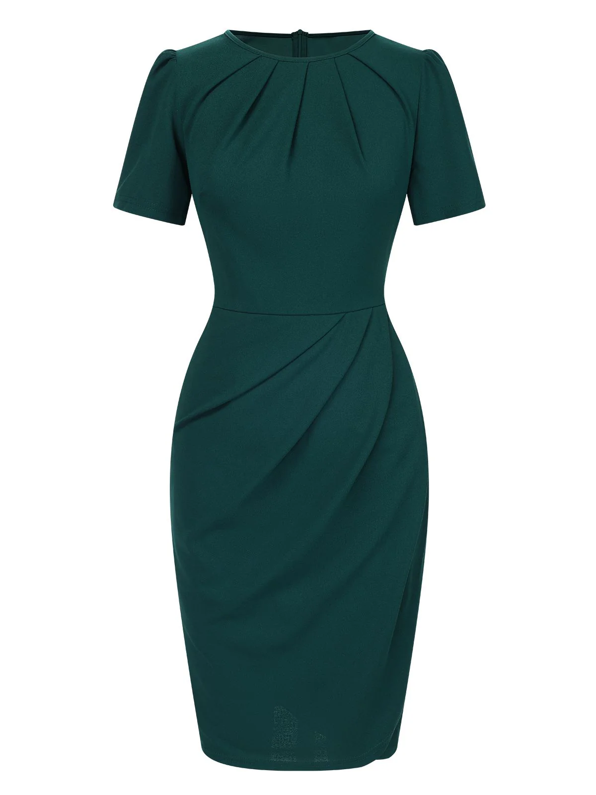 1960s Solid Wrinkle Puff Tulip Hem Dress - Image 2