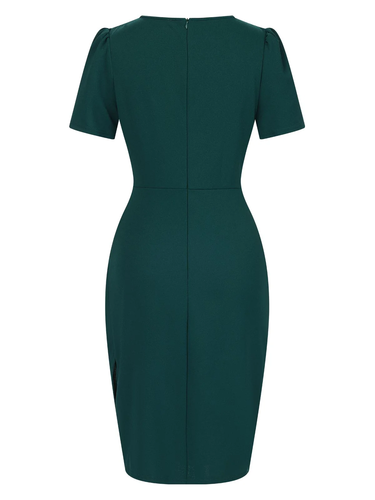 1960s Solid Wrinkle Puff Tulip Hem Dress - Image 4