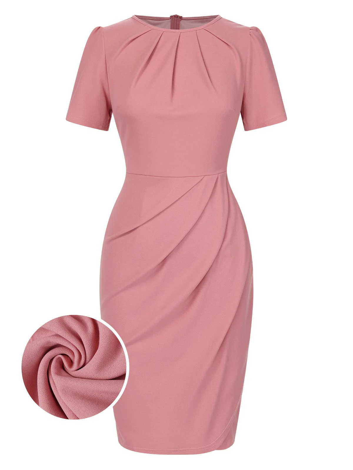 1960s Solid Wrinkle Puff Tulip Hem Dress - Image 8