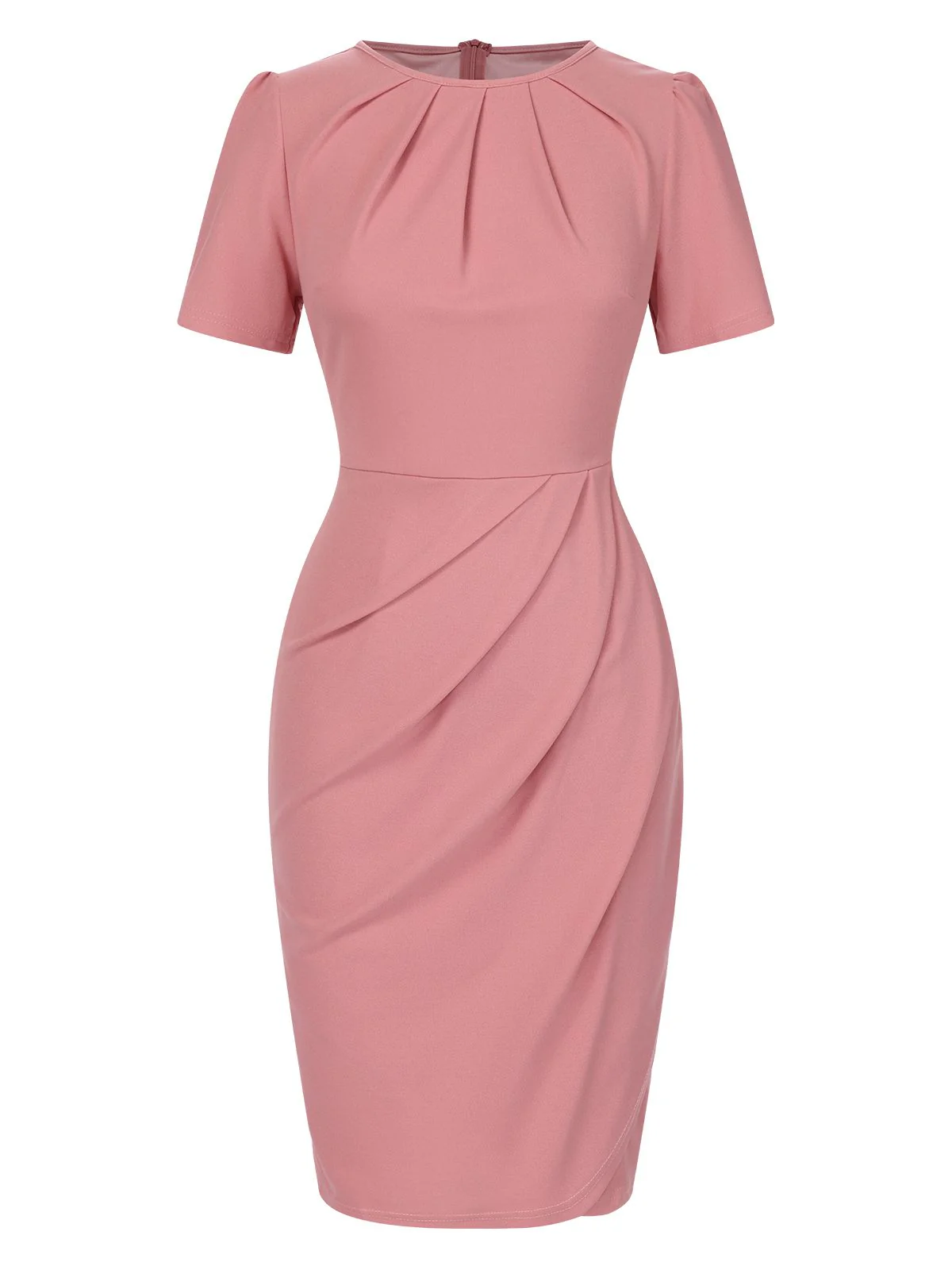 1960s Solid Wrinkle Puff Tulip Hem Dress - Image 9