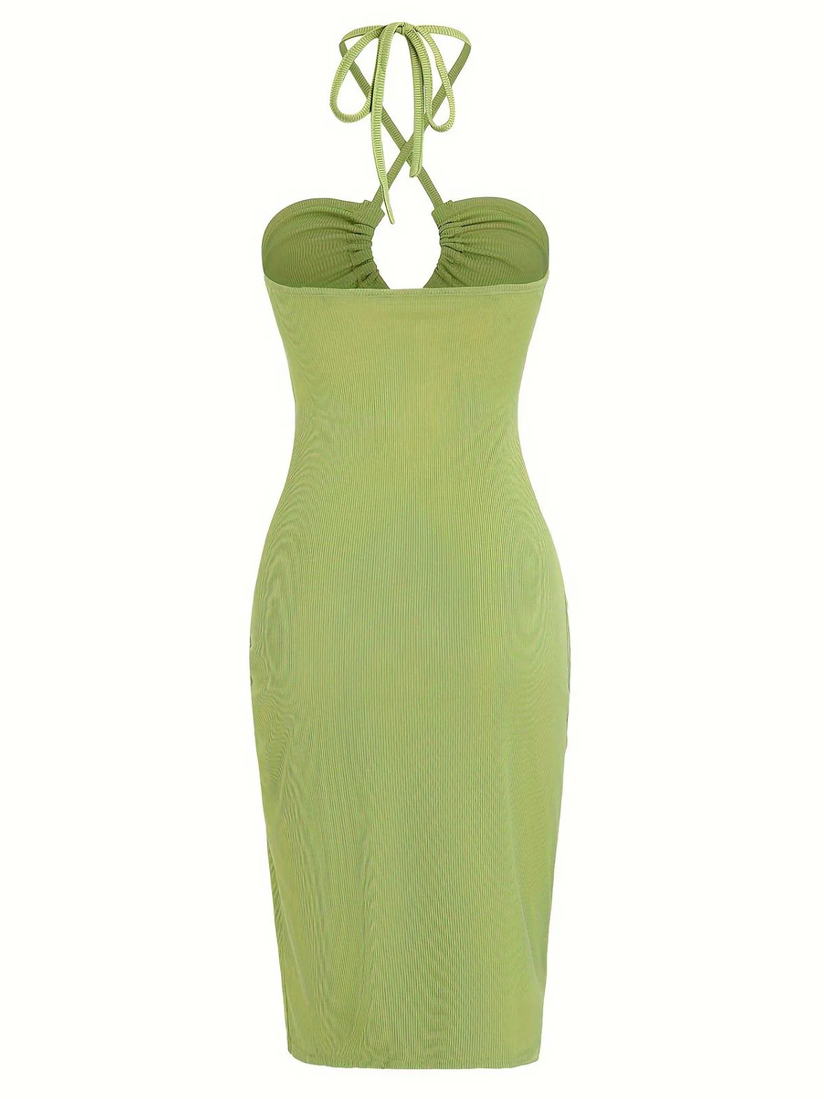 1960s Solid Drawstring Cut-Out Bodycon Dress - Image 2