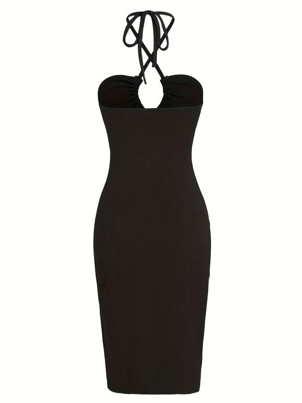 1960s Solid Drawstring Cut-Out Bodycon Dress - Image 4