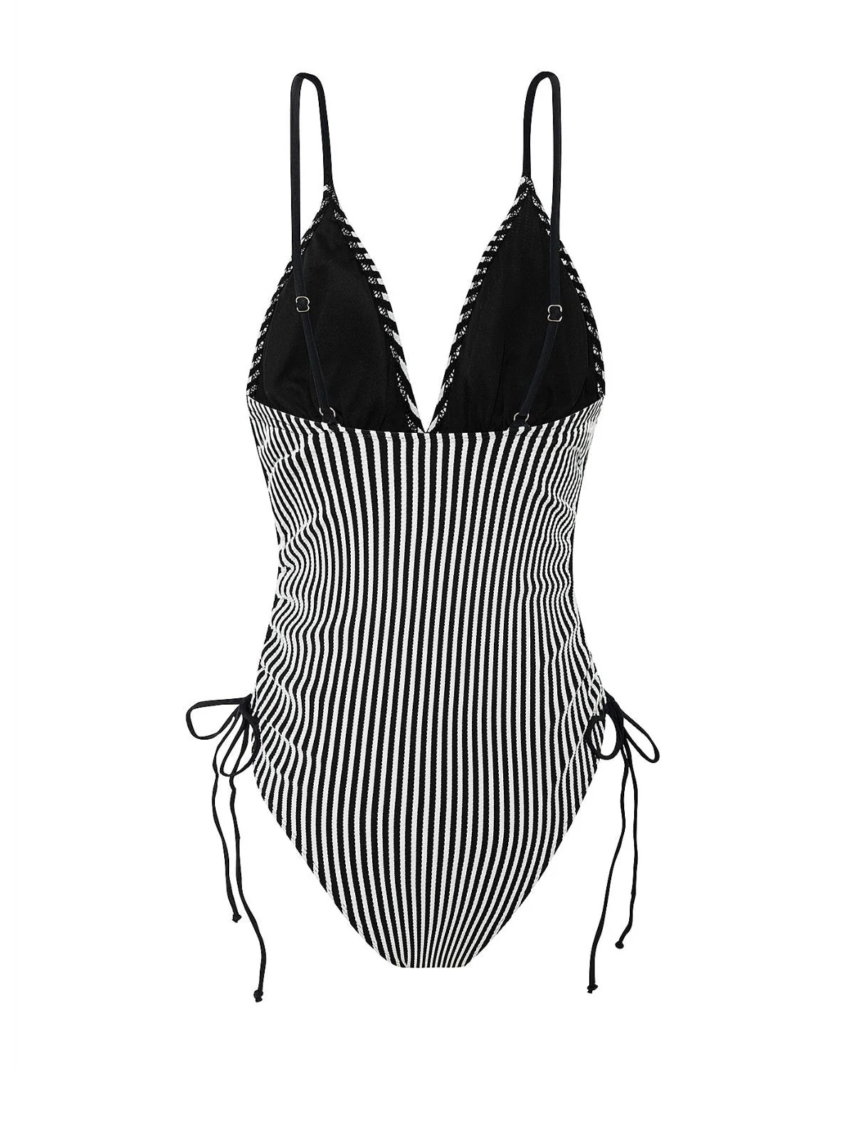 1960s Spaghetti Strap Contrast Stripes One-Piece Swimsuit - Image 2