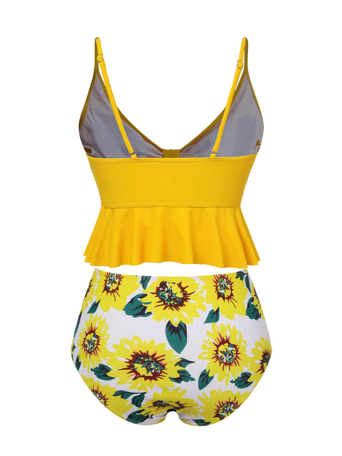 1960s Spaghetti Strap Floral Ruffles Swimsuit - Image 3