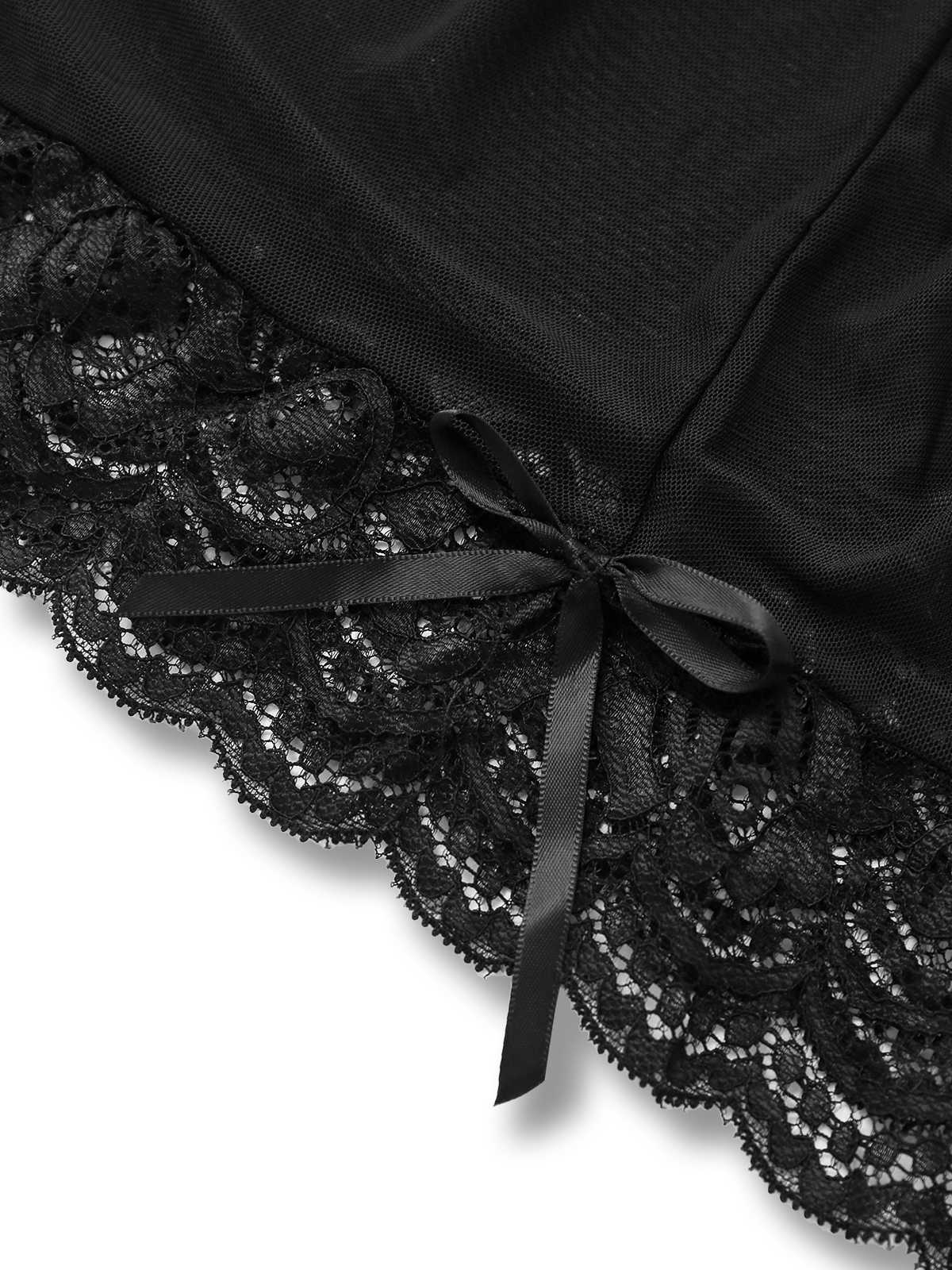 1960s Spaghetti Strap Lace Sheer Babydoll Lingerie Set - Image 6