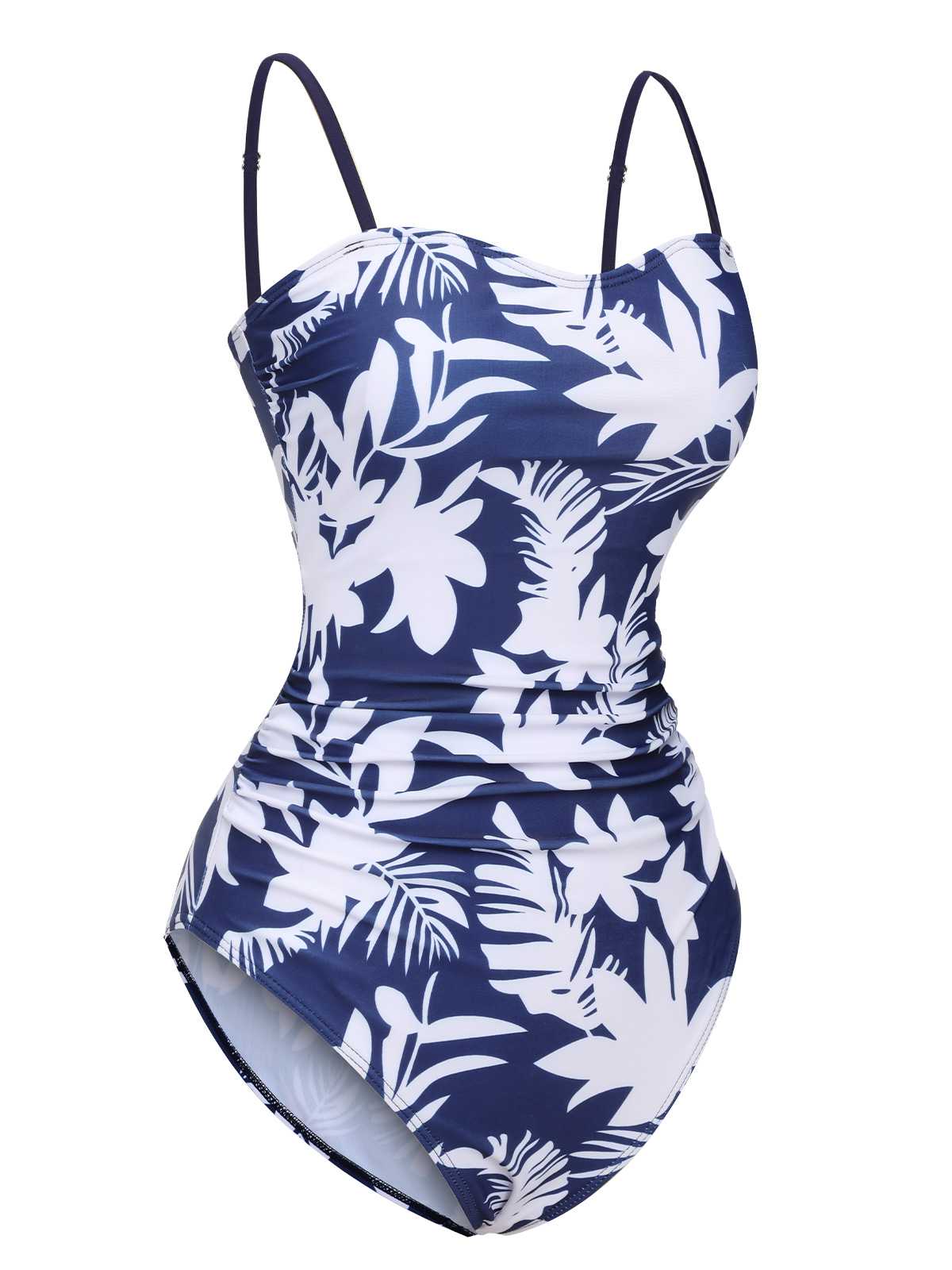 1960s Spaghetti Strap Plants Solid One-Piece Swimsuit - Image 2