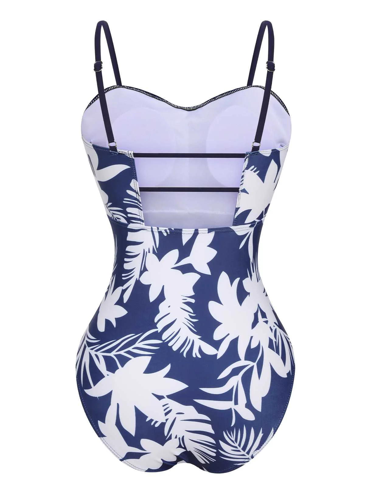 1960s Spaghetti Strap Plants Solid One-Piece Swimsuit - Image 3