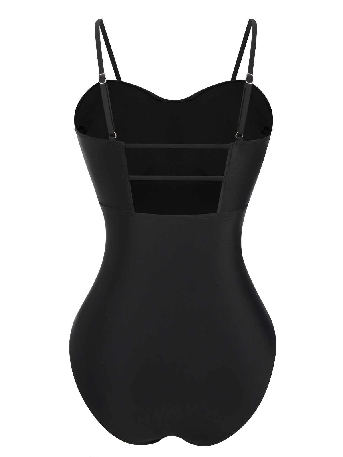 1960s Spaghetti Strap Plants Solid One-Piece Swimsuit - Image 7