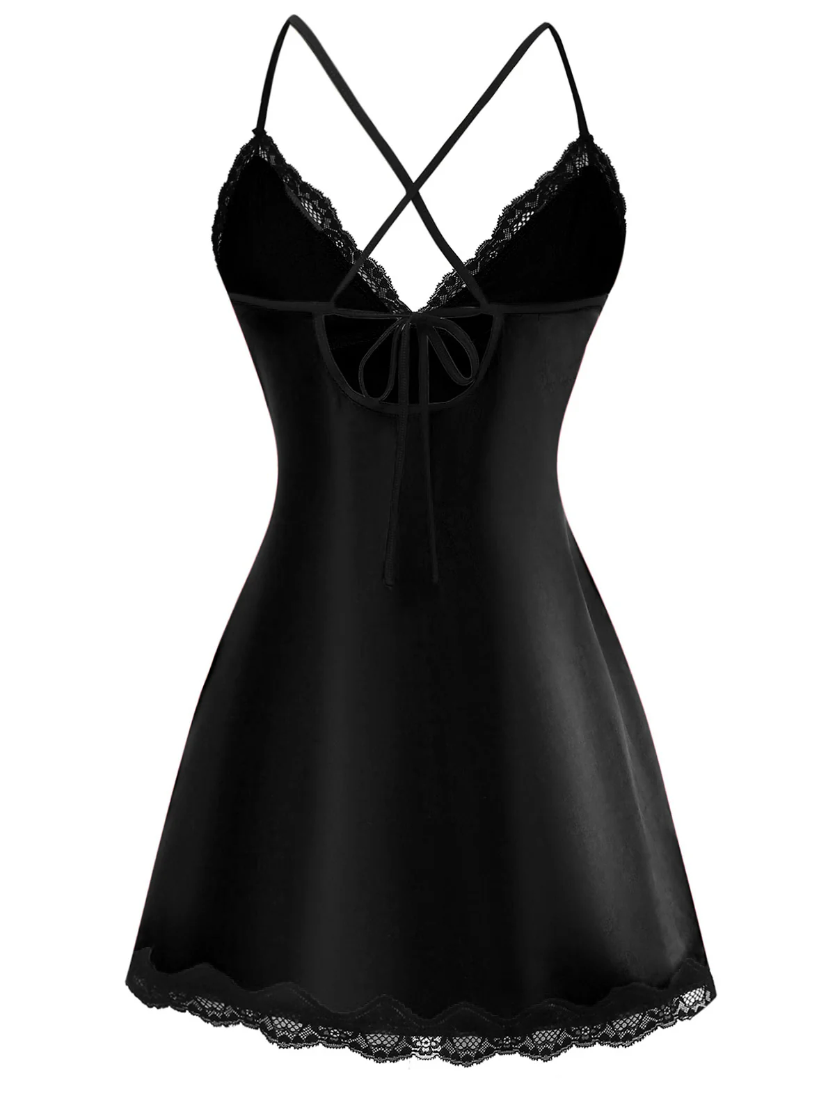 1960s Spaghetti Strap Satin Lace Nightgown - Image 7