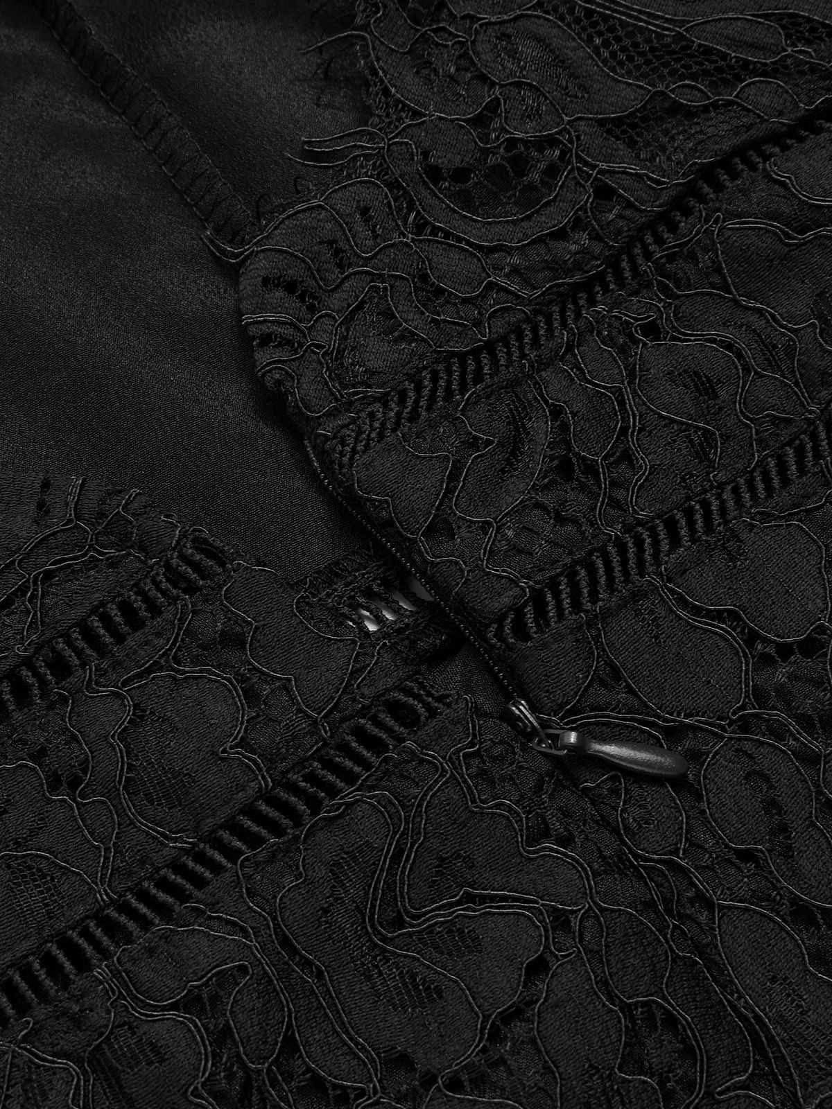 1960s Spaghetti Strap V-Neck Lace Jumpsuit - Image 10