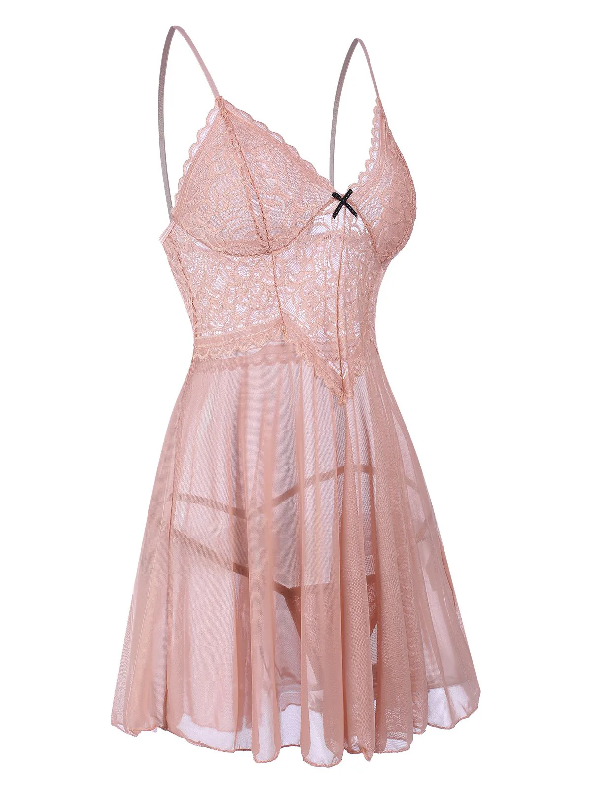 1960s Spaghetti Straps Lace Sheer Nightgown - Image 2