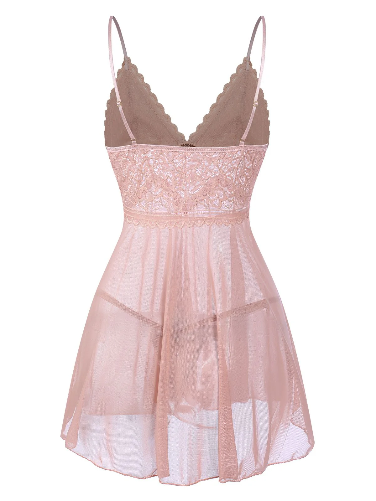 1960s Spaghetti Straps Lace Sheer Nightgown - Image 3