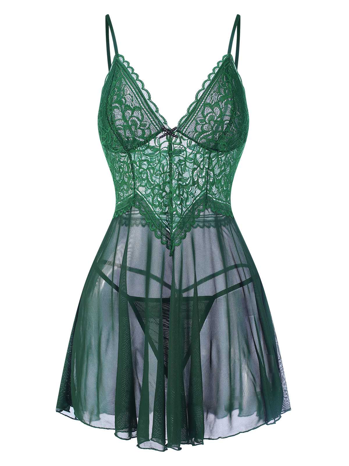 1960s Spaghetti Straps Lace Sheer Nightgown - Image 14