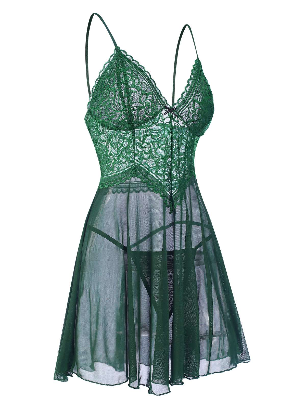 1960s Spaghetti Straps Lace Sheer Nightgown - Image 2