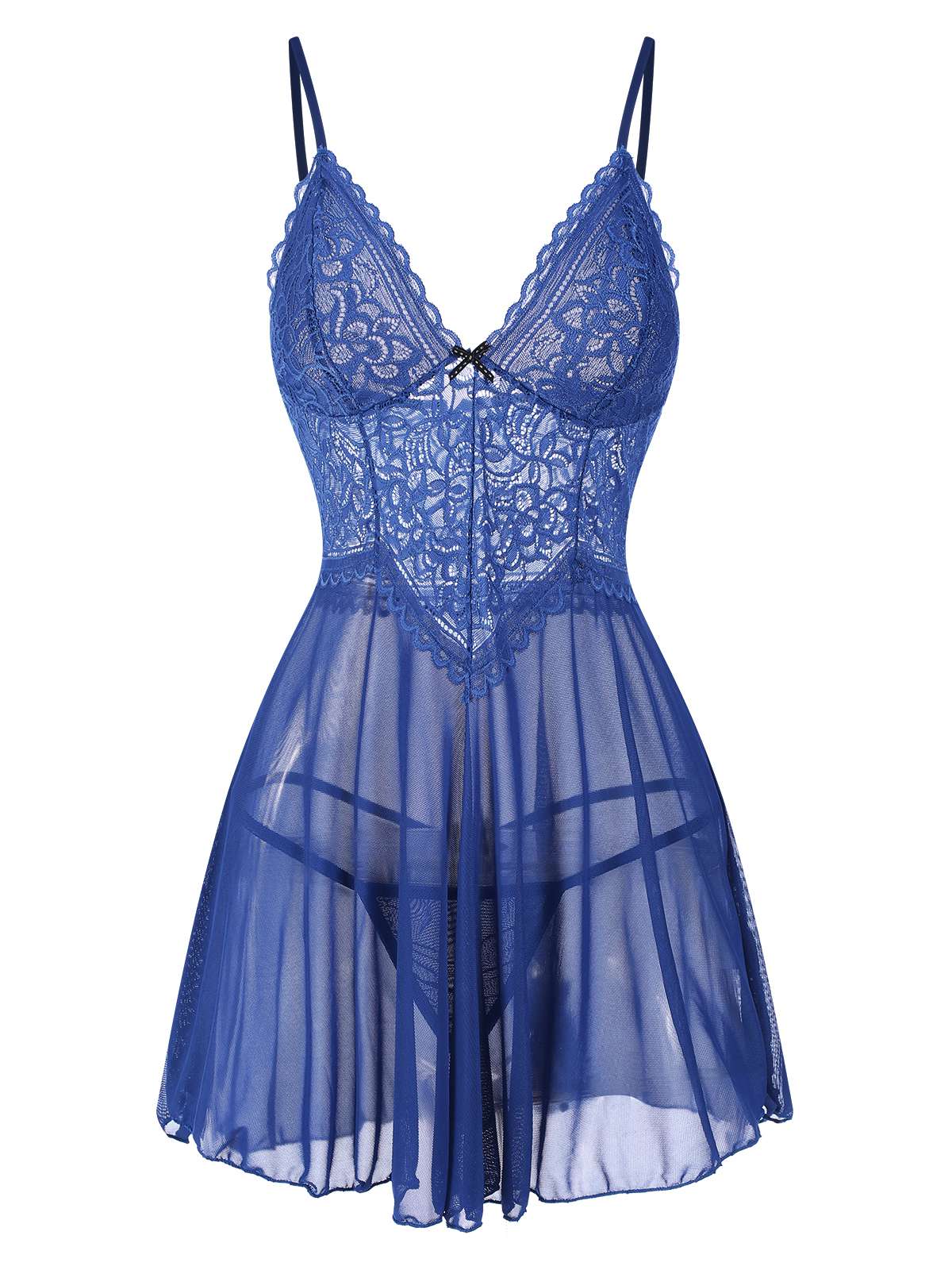 1960s Spaghetti Straps Lace Sheer Nightgown - Image 8