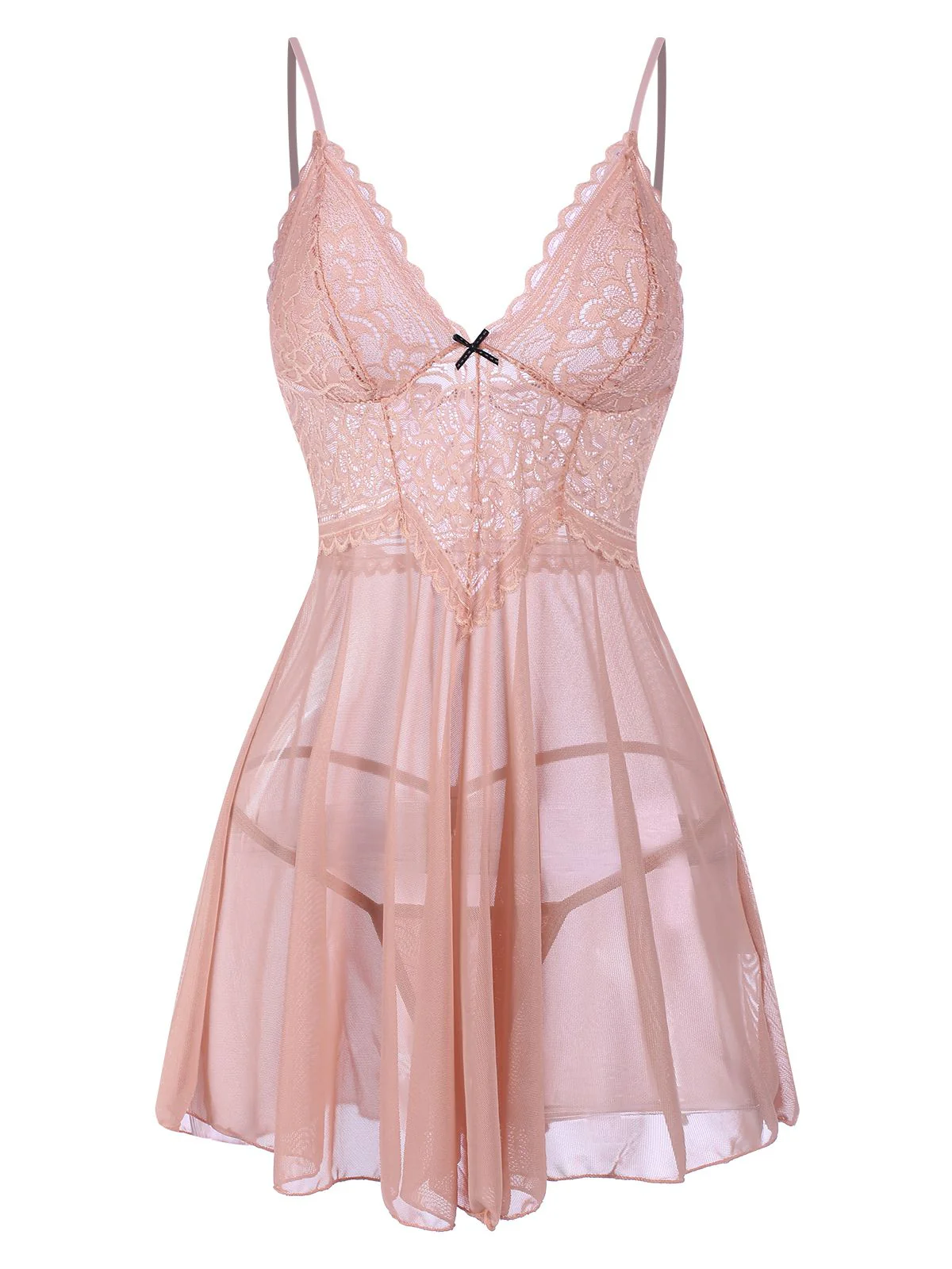 1960s Spaghetti Straps Lace Sheer Nightgown - Image 13
