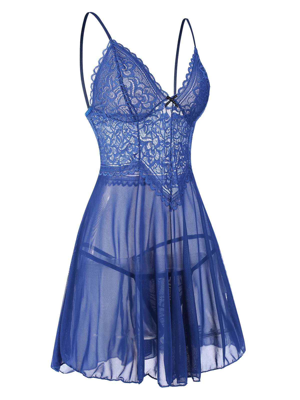 1960s Spaghetti Straps Lace Sheer Nightgown - Image 9