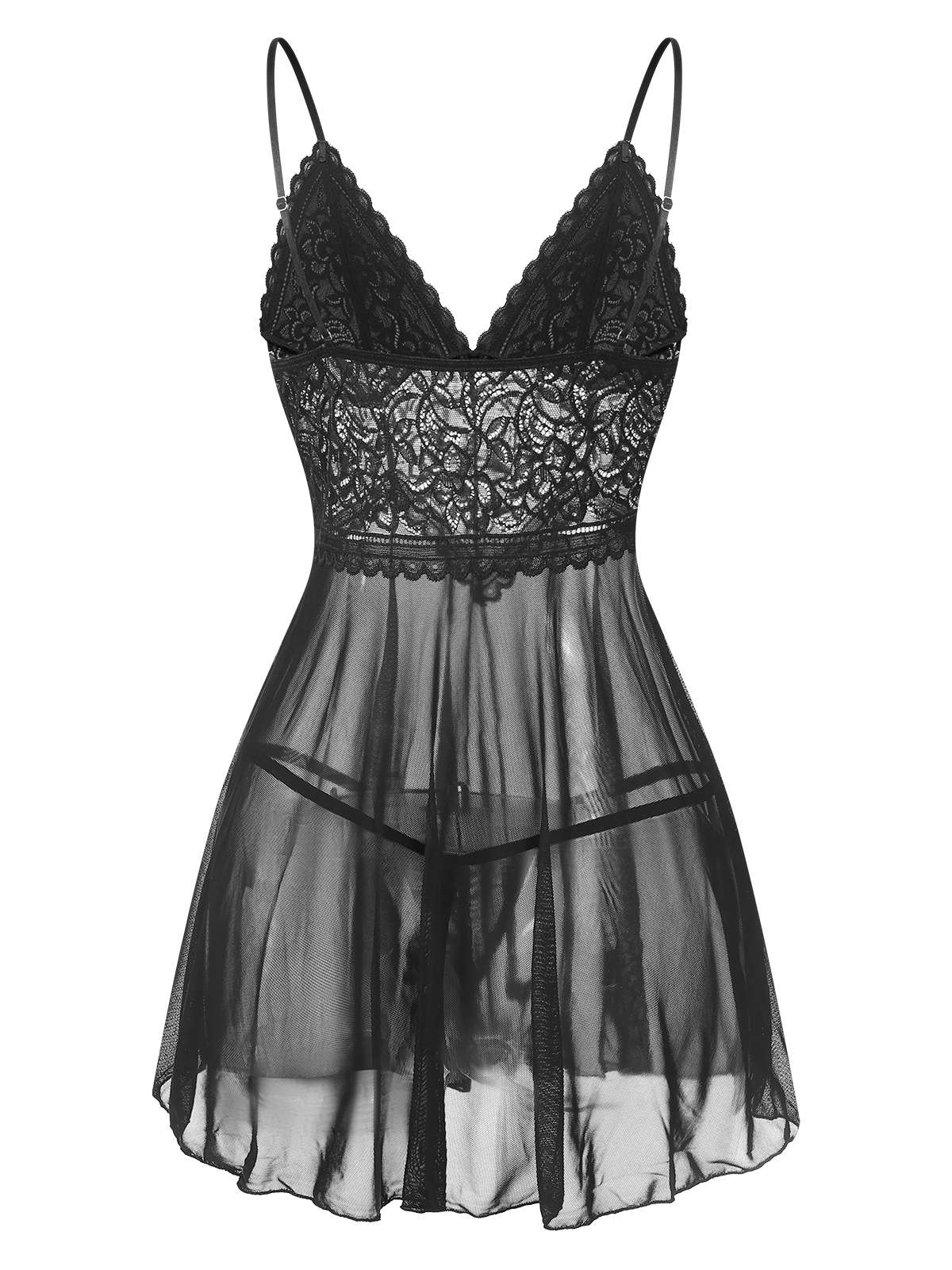 1960s Spaghetti Straps Lace Sheer Nightgown - Image 9