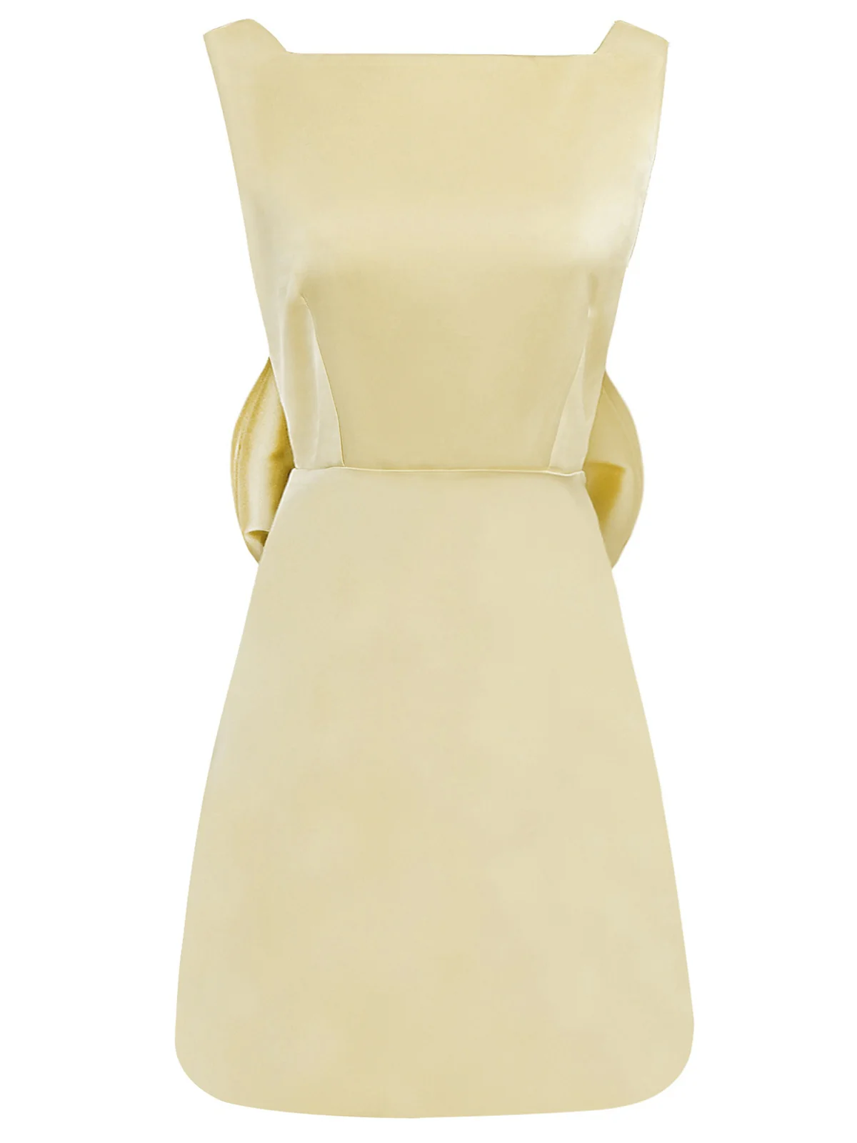 1960s Square Neck Back Bow Satin Dress - Image 2