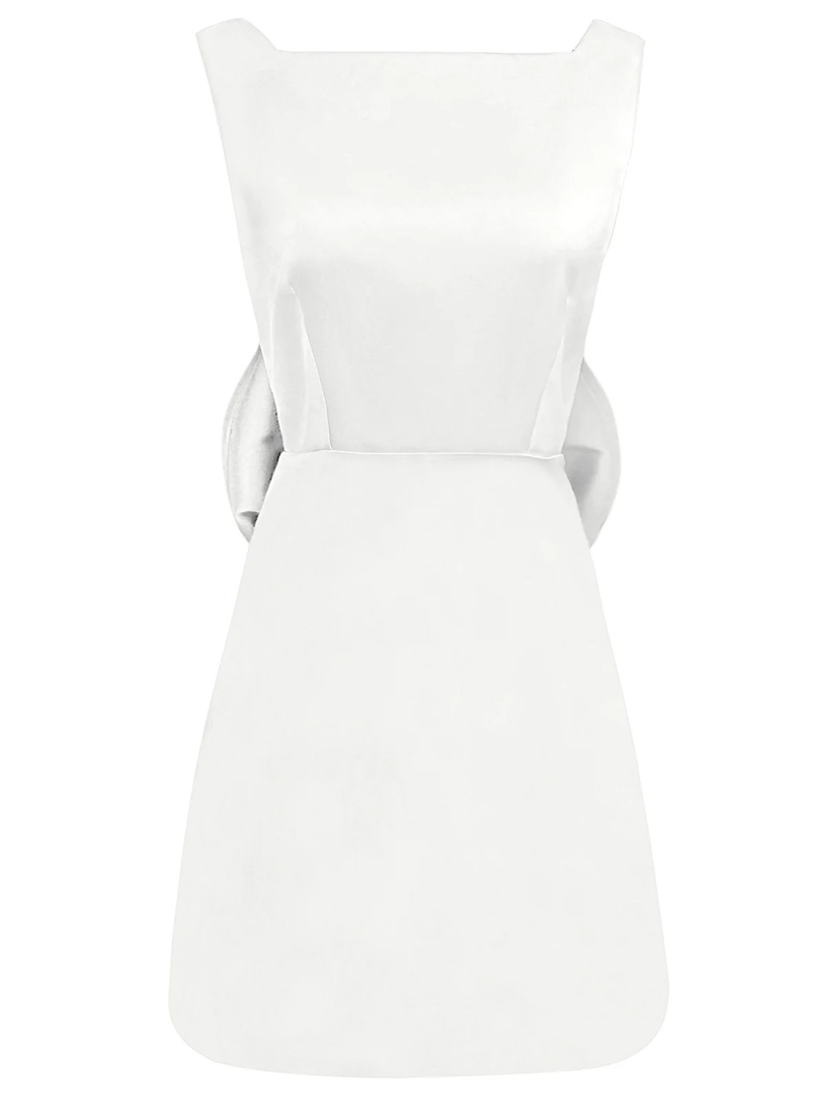 1960s Square Neck Back Bow Satin Dress - Image 5