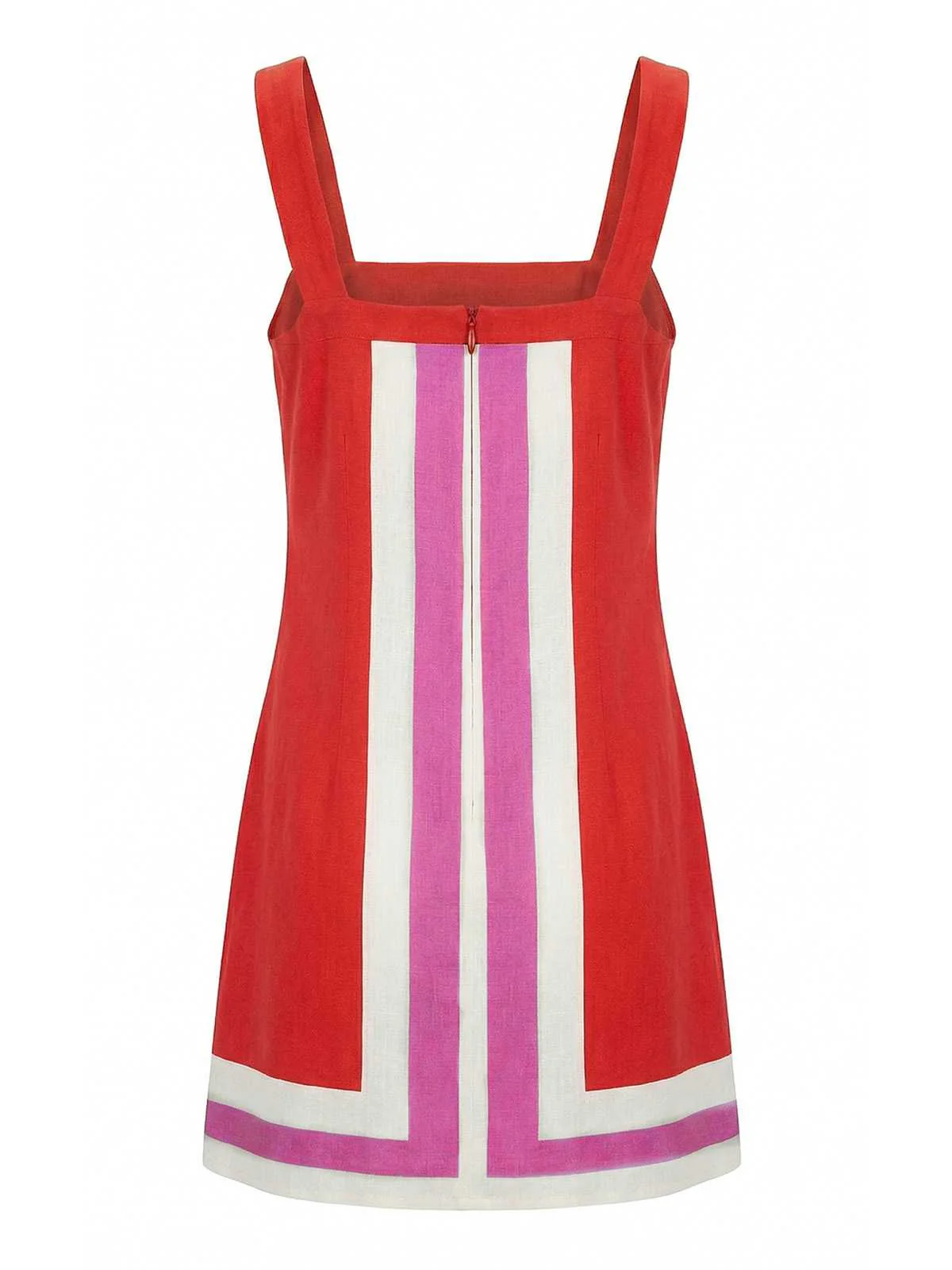 1960s Square Neck Geometric Colorblock Sleeveless Shift Mini Dress - Image 3
