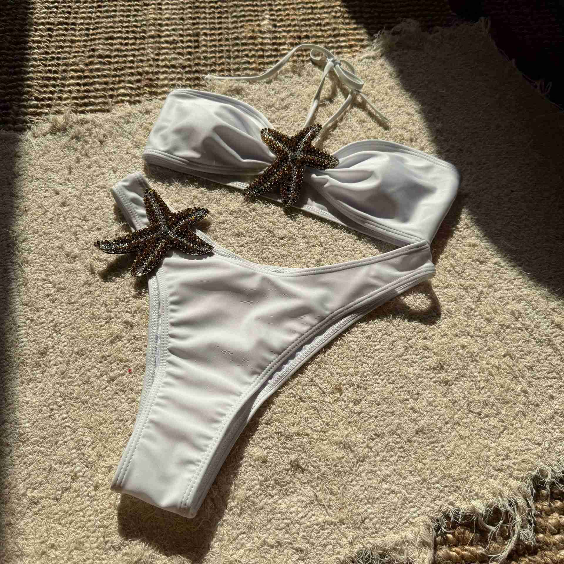 1960s Starfish Lace-Up Halter Bikini Set - Image 4