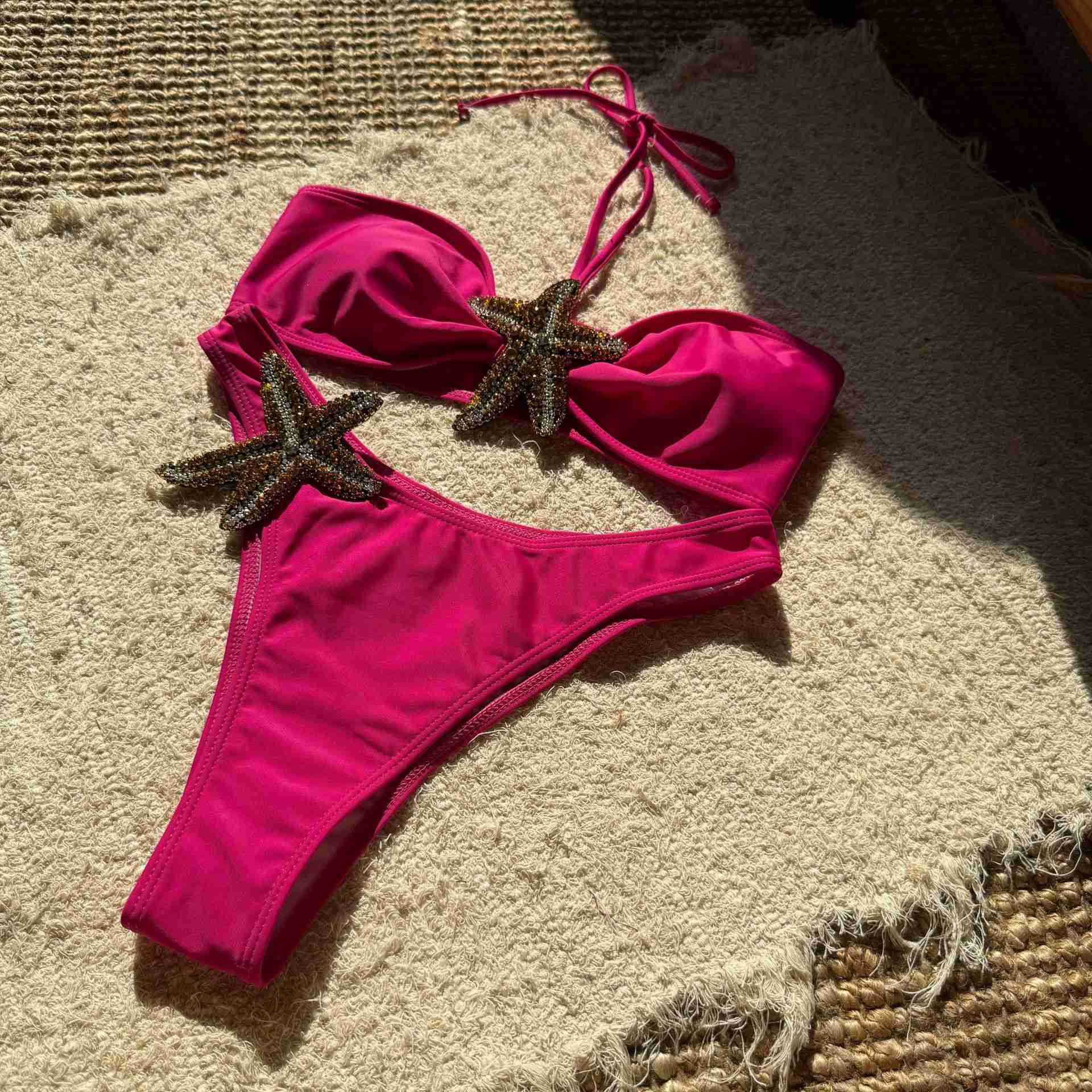 1960s Starfish Lace-Up Halter Bikini Set - Image 6