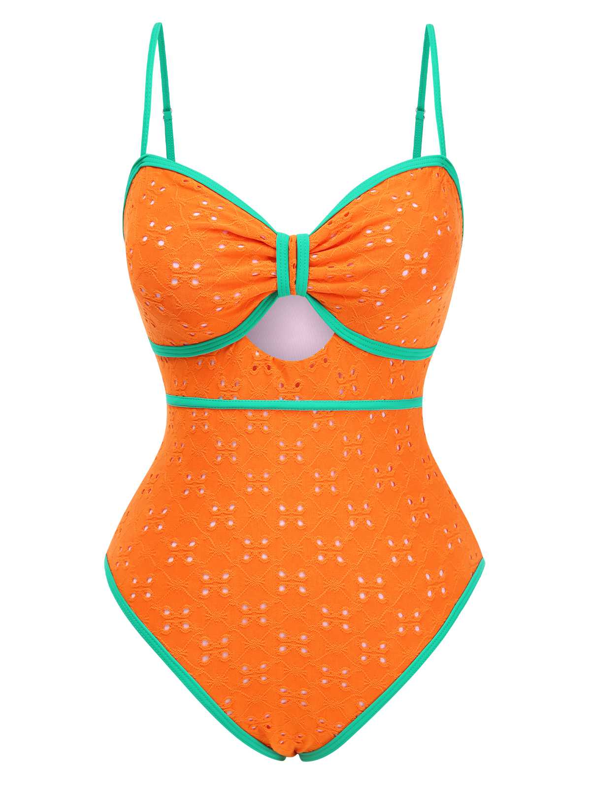 1960s Strap Contrast Trim One-Piece Swimsuit - Image 9