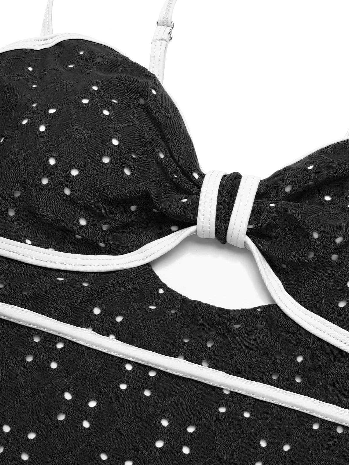 1960s Strap Contrast Trim One-Piece Swimsuit - Image 4