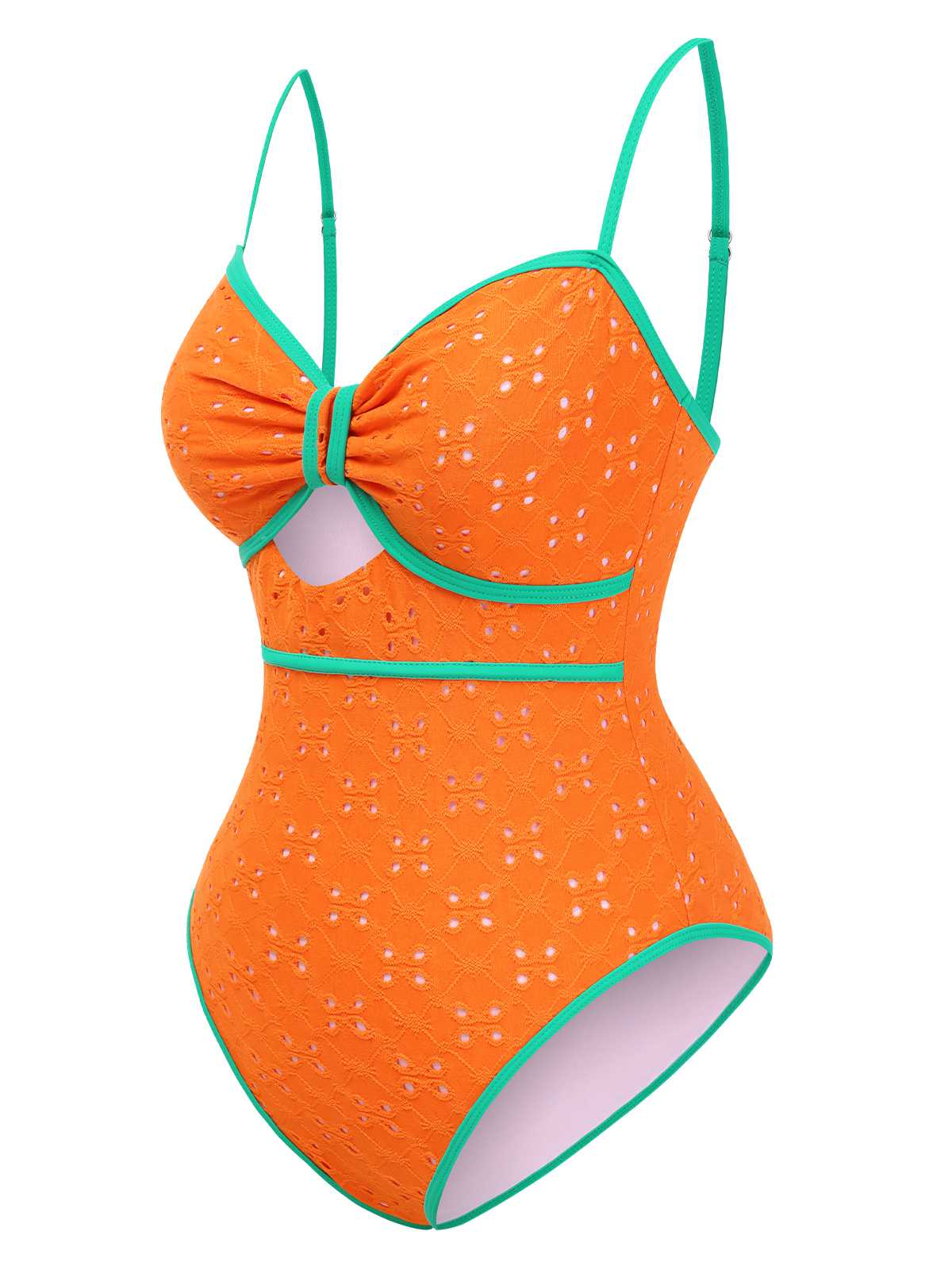 1960s Strap Contrast Trim One-Piece Swimsuit - Image 10