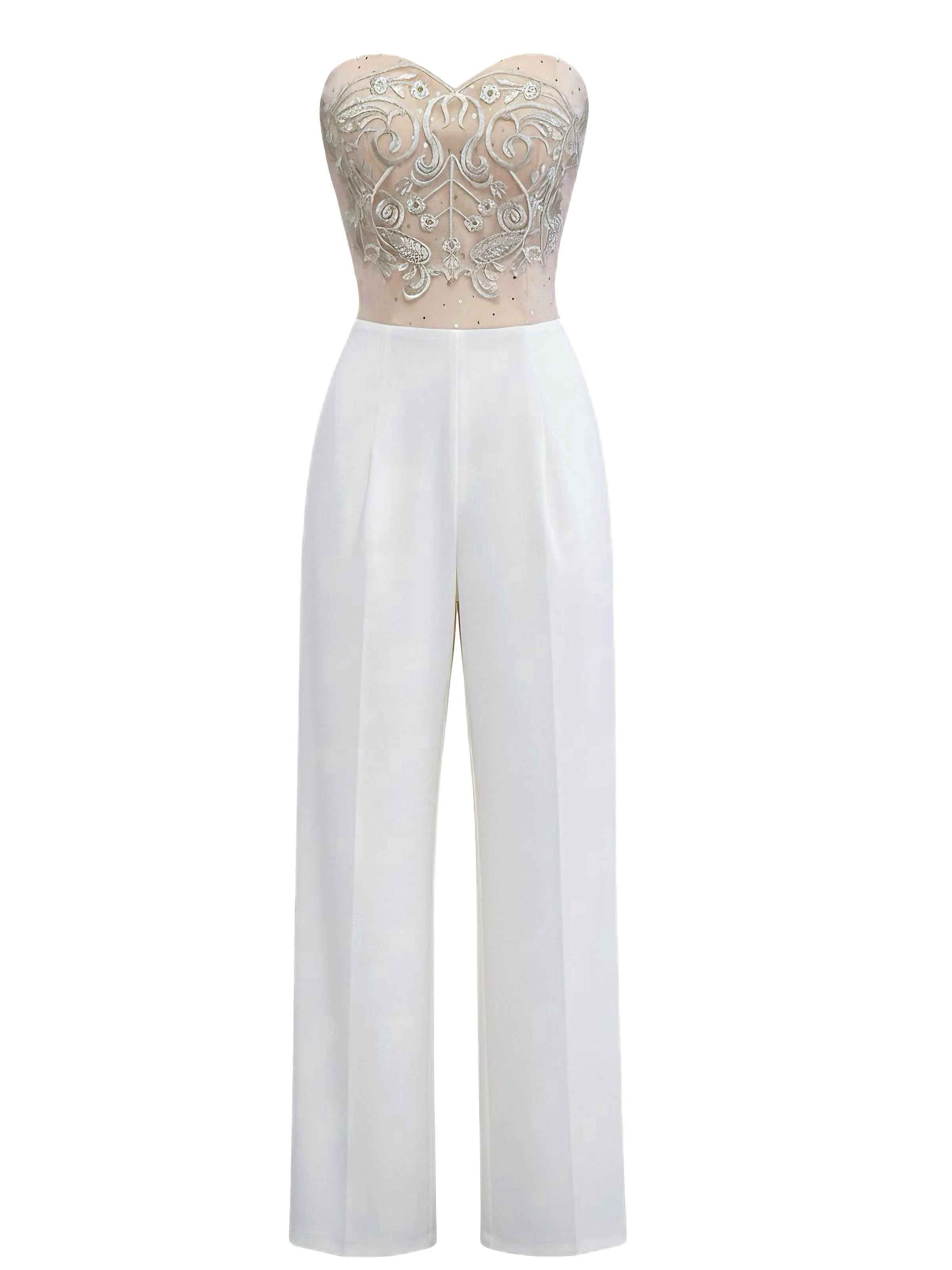1960s Strapless Embroidered Corset Jumpsuit - Image 2