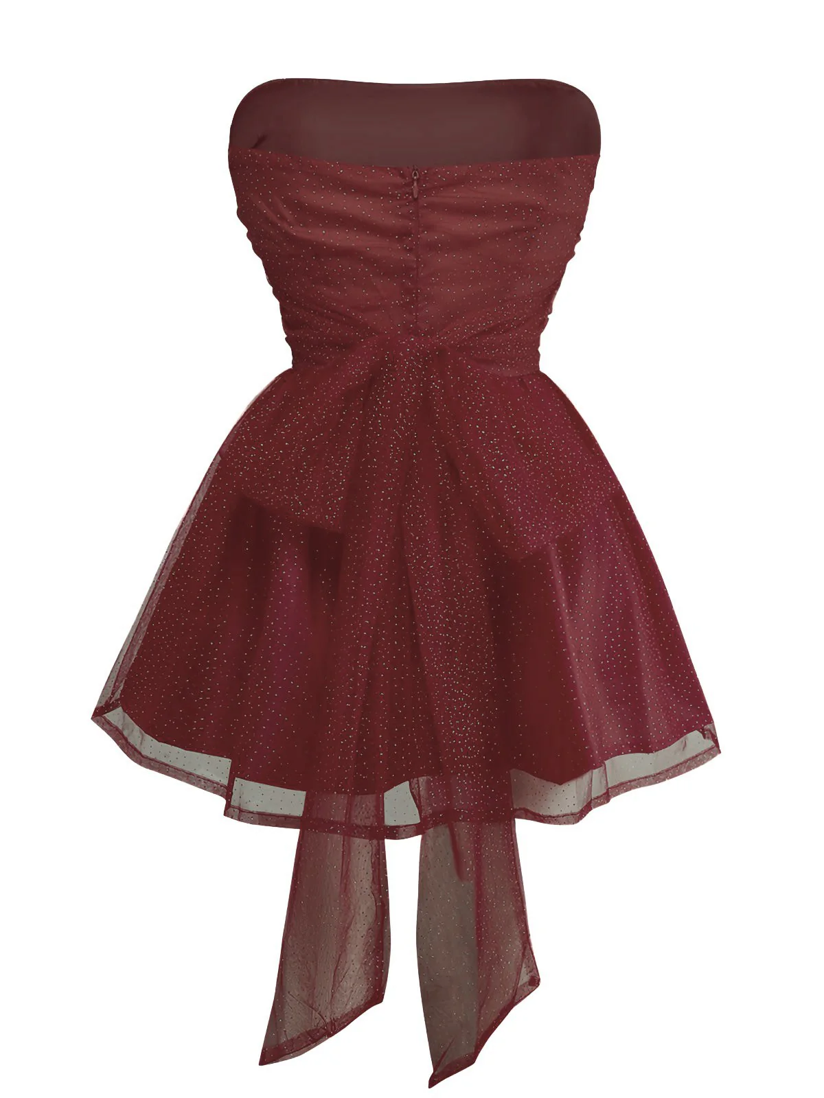 1960s Strapless Glitter Back-Tie Tulle Dress - Image 12