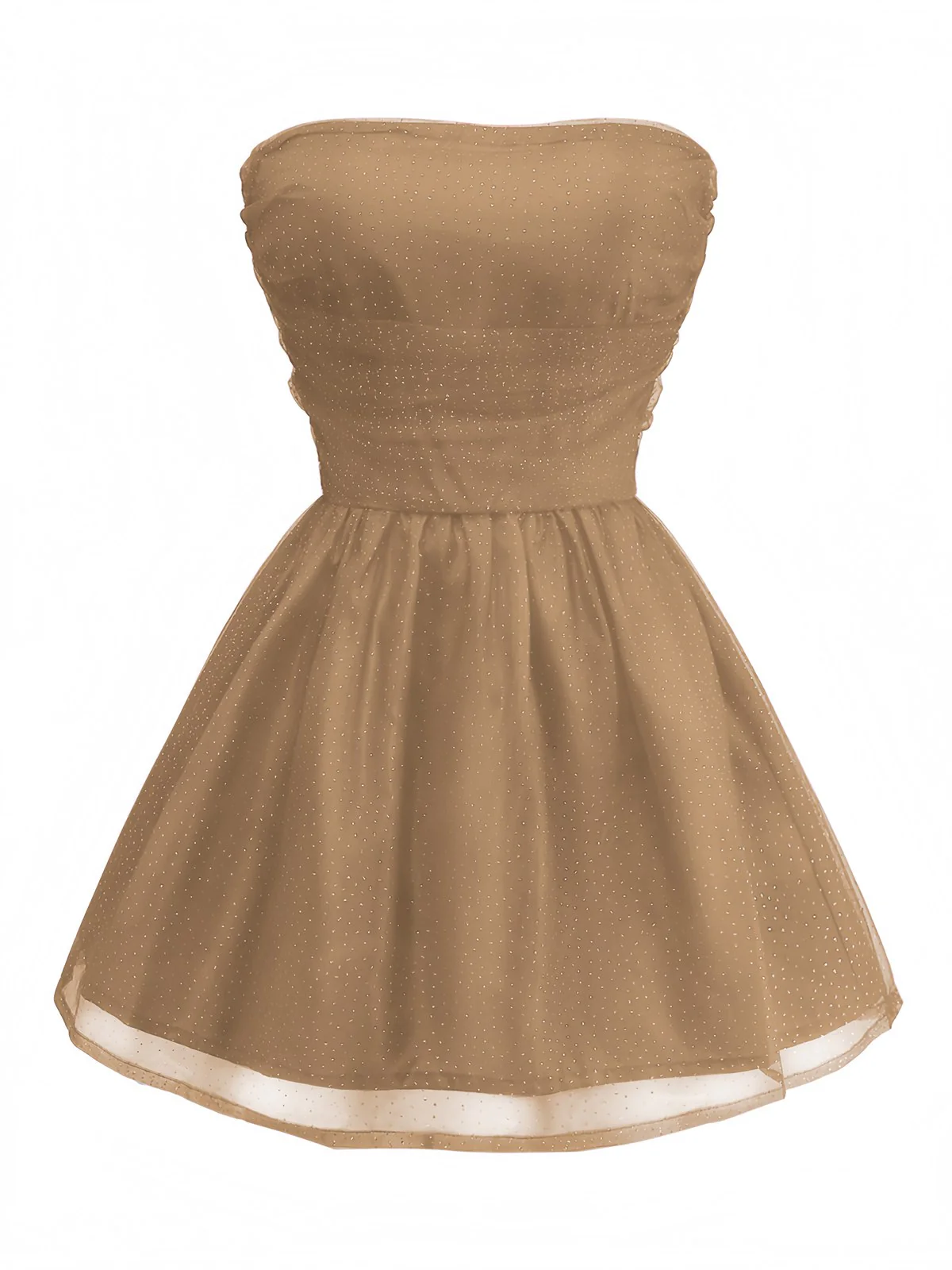 1960s Strapless Glitter Back-Tie Tulle Dress - Image 13