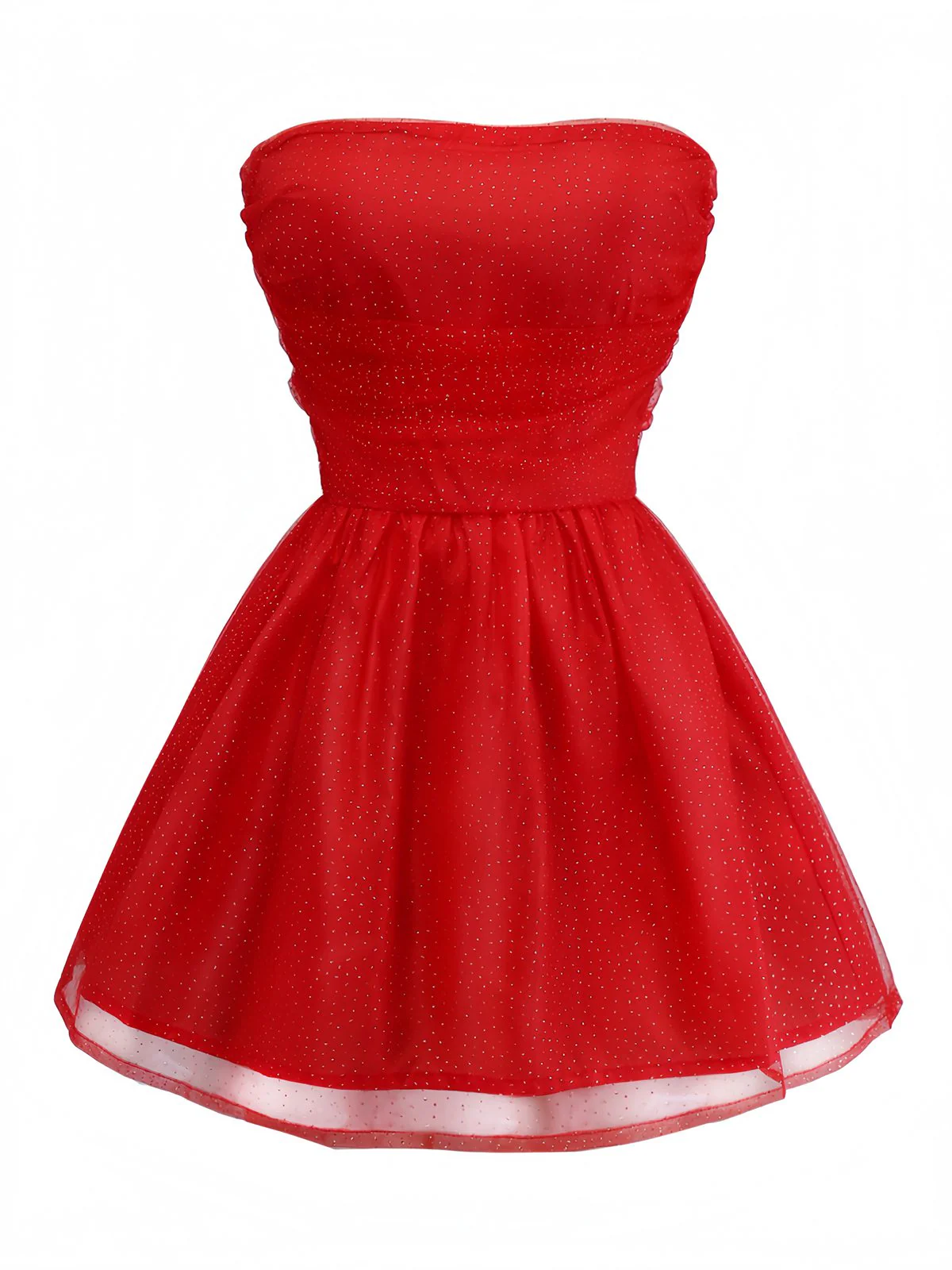 1960s Strapless Glitter Back-Tie Tulle Dress - Image 2