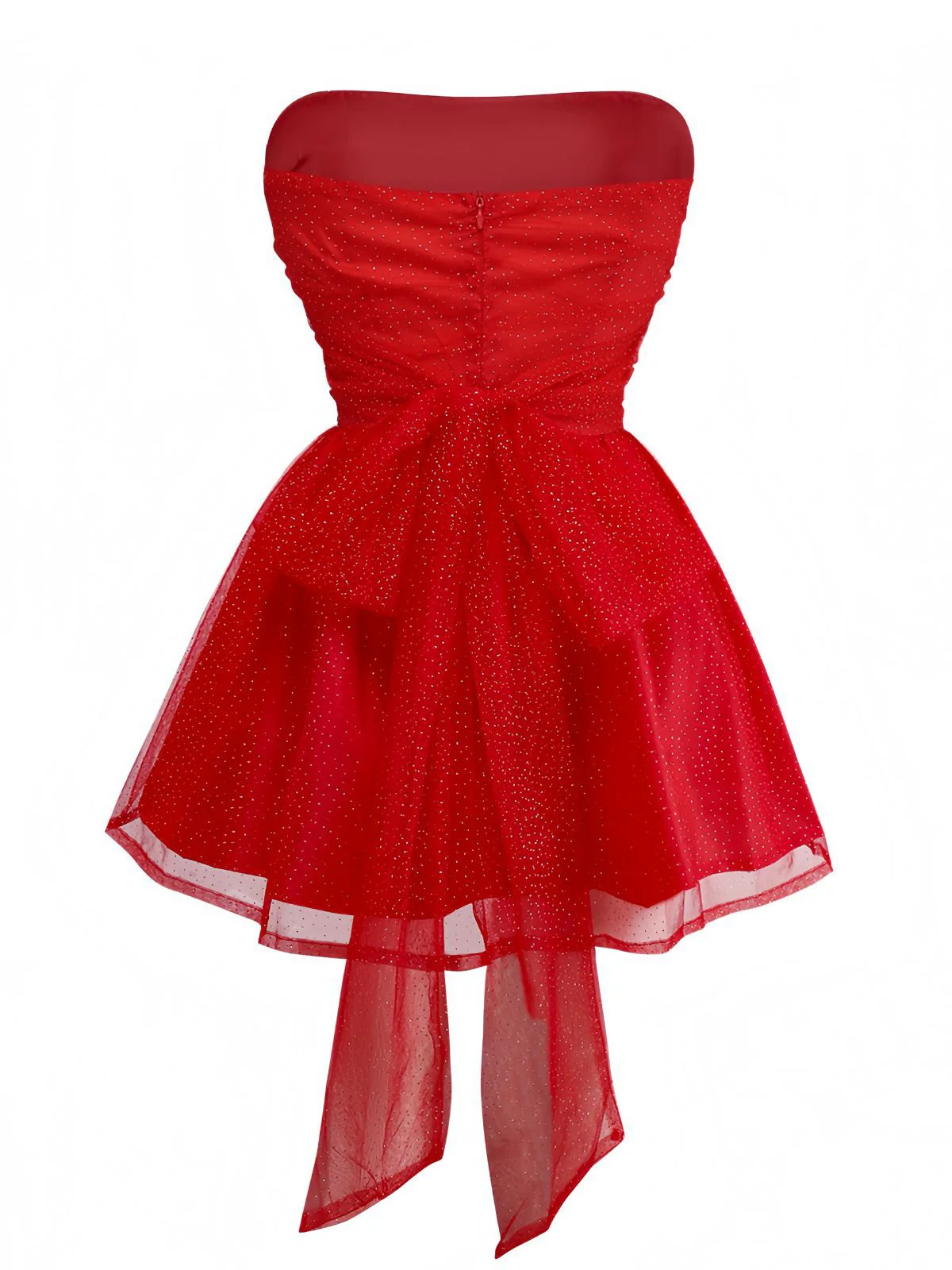 1960s Strapless Glitter Back-Tie Tulle Dress - Image 3