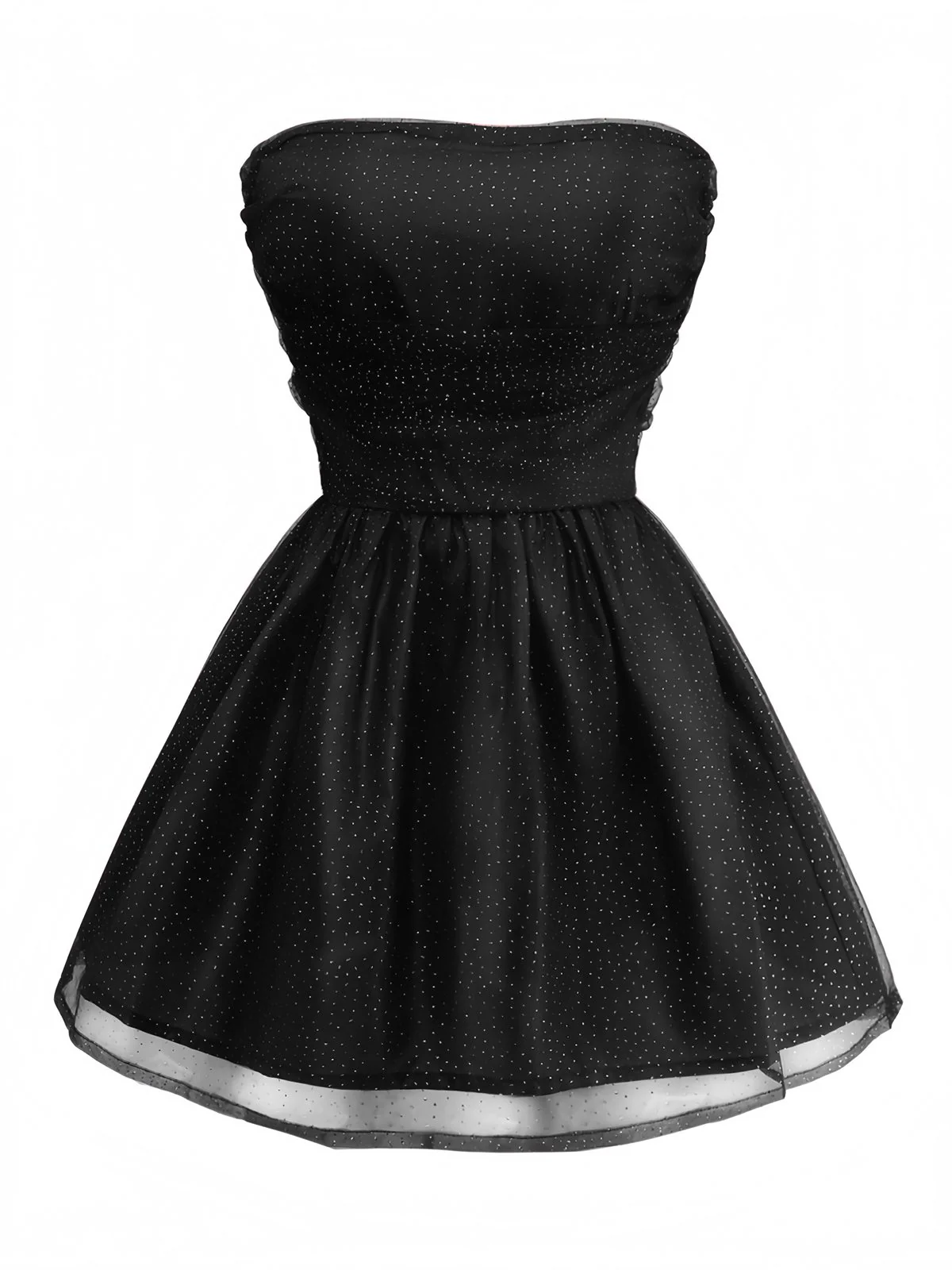 1960s Strapless Glitter Back-Tie Tulle Dress - Image 7