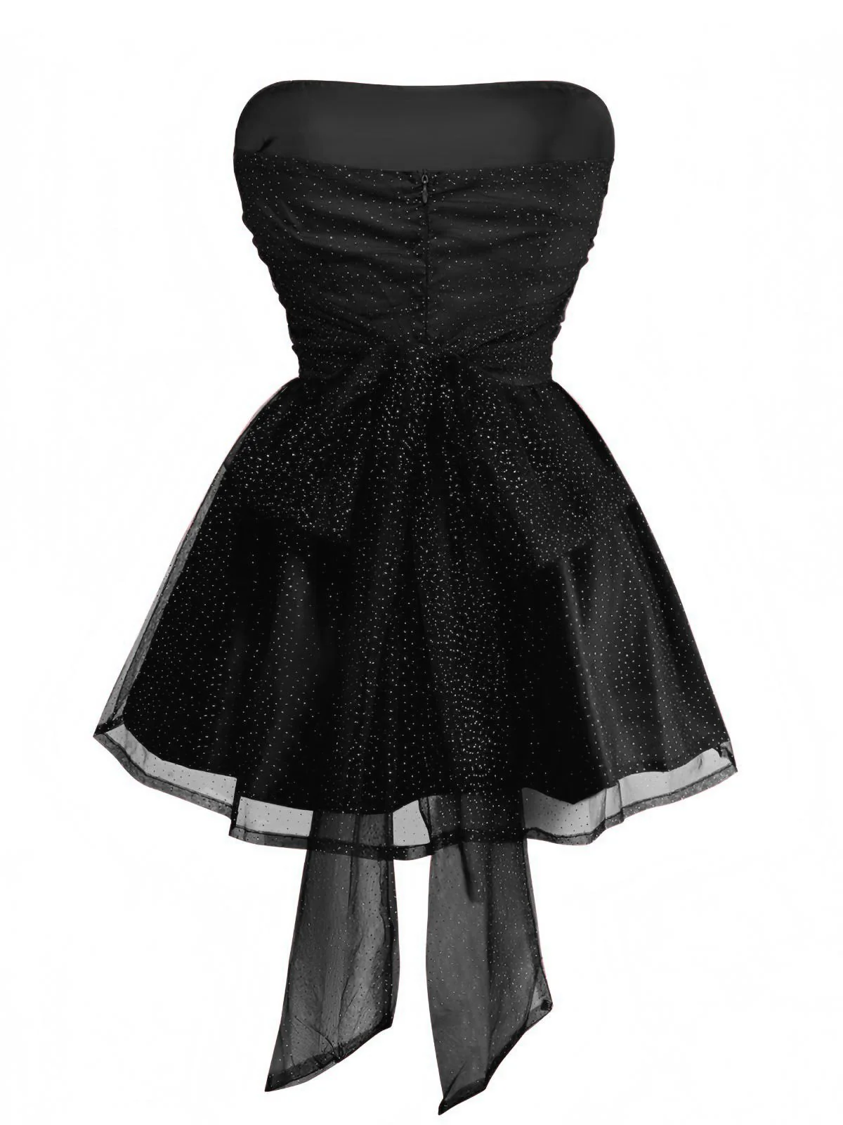 1960s Strapless Glitter Back-Tie Tulle Dress - Image 8