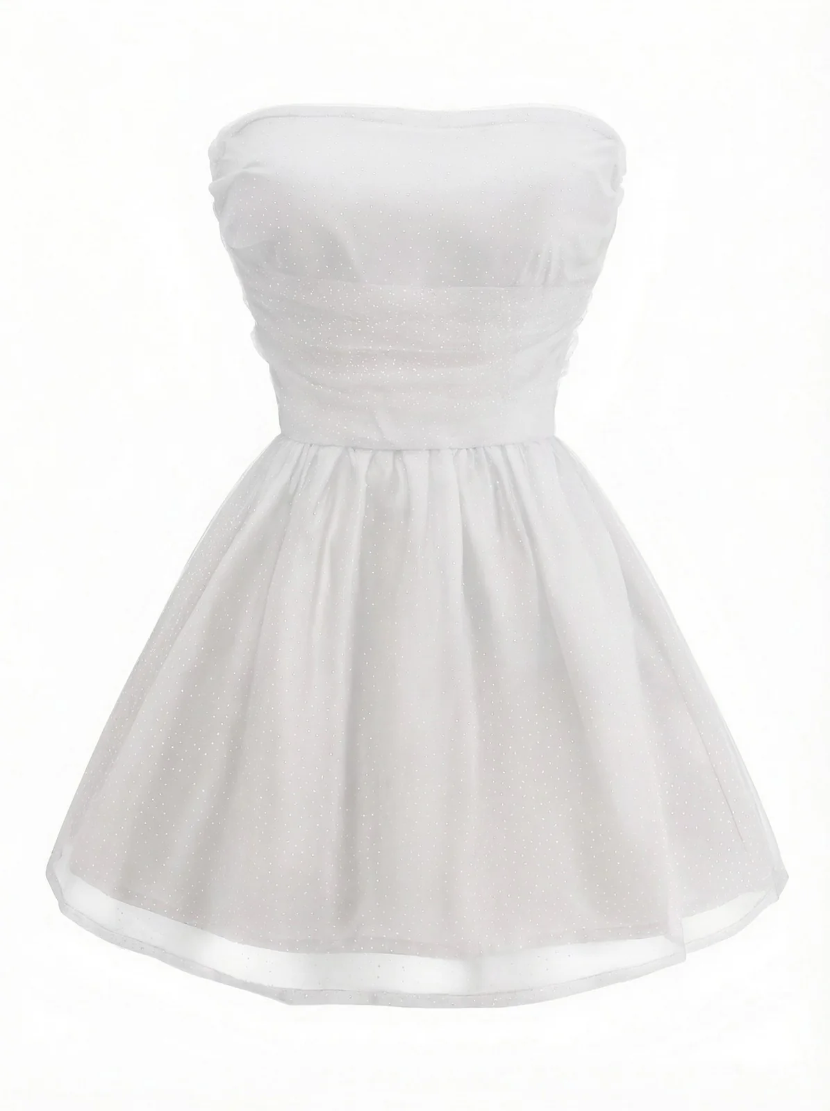1960s Strapless Glitter Back-Tie Tulle Dress - Image 9