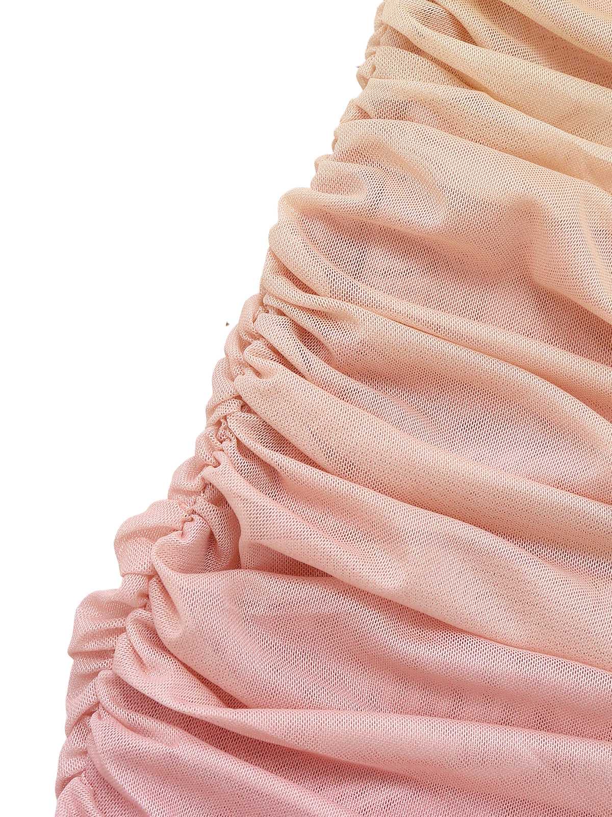 1960s Strapless Gradient Ruched Bodycon Dress With Scarf - Image 4