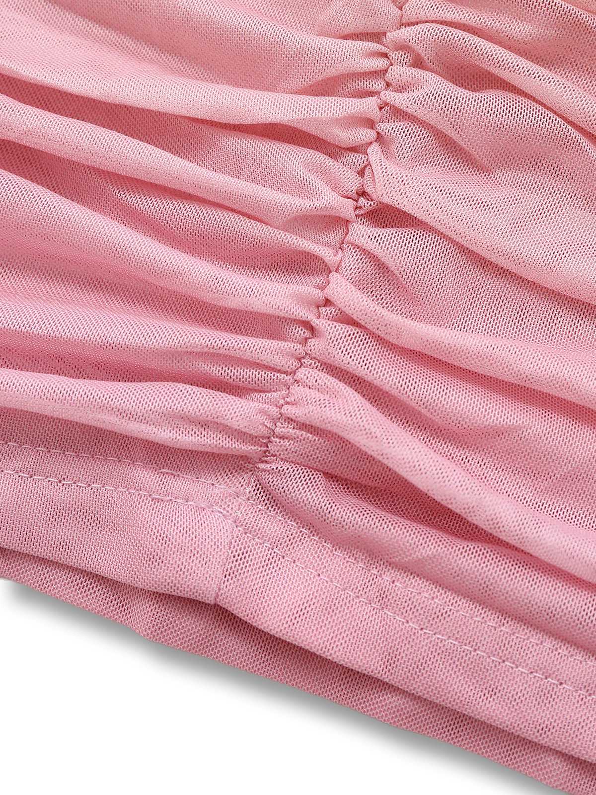 1960s Strapless Gradient Ruched Bodycon Dress With Scarf - Image 5