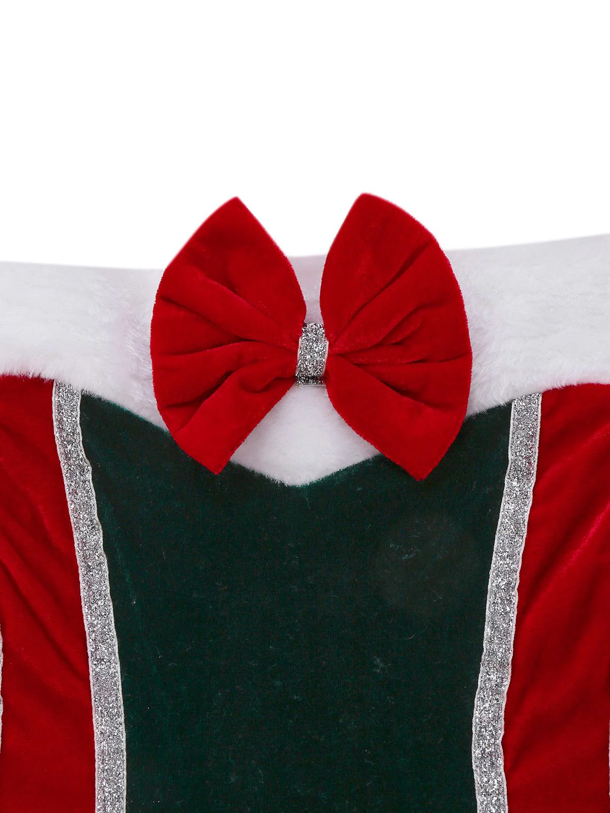 1960s Strapless Velvet Christmas Fur Trim Bow Dress Set - Image 4