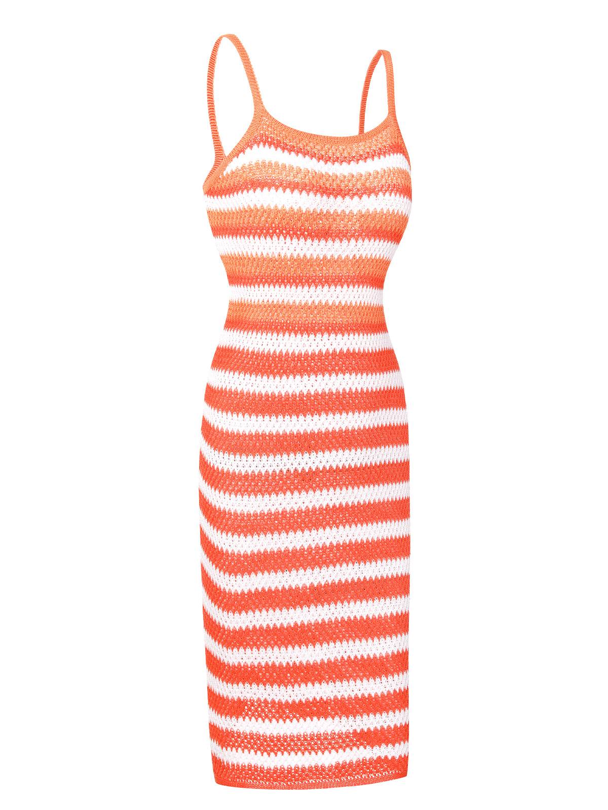 1960s Striped Knitted Spaghetti Straps Dress - Image 2